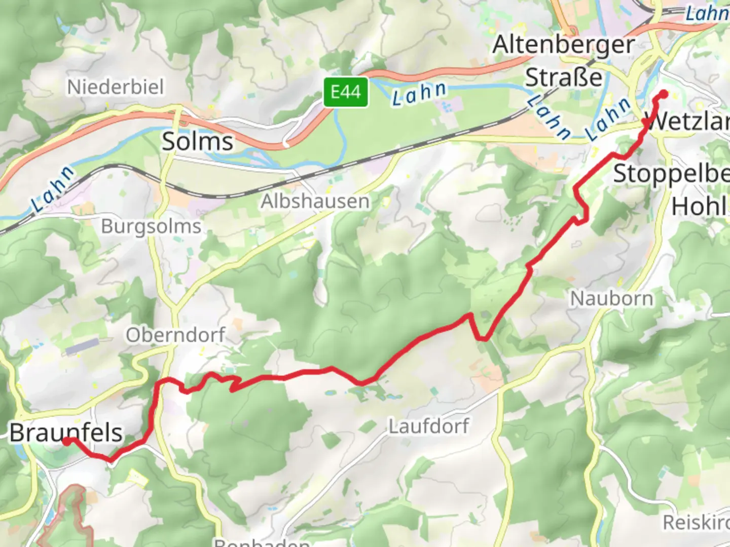 An image depicting the trail Wetzlar to Braunfels Walk via Ruine Kalsmunt and its surrounding area.