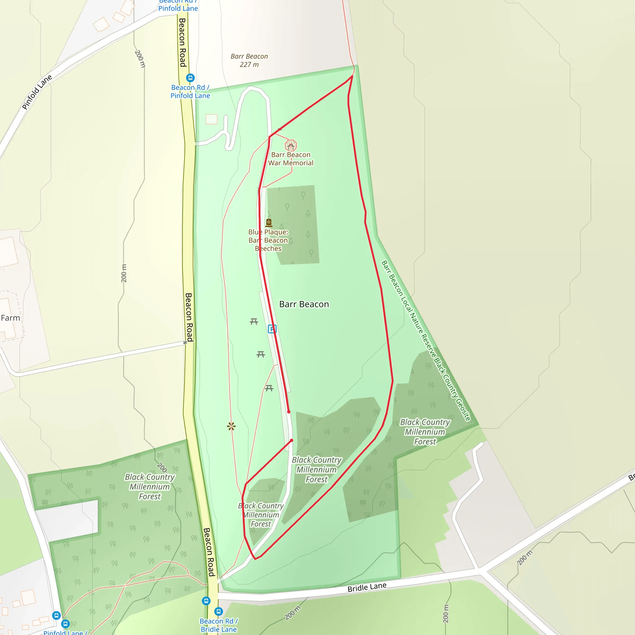 Barr Beacon Loop mobile static map