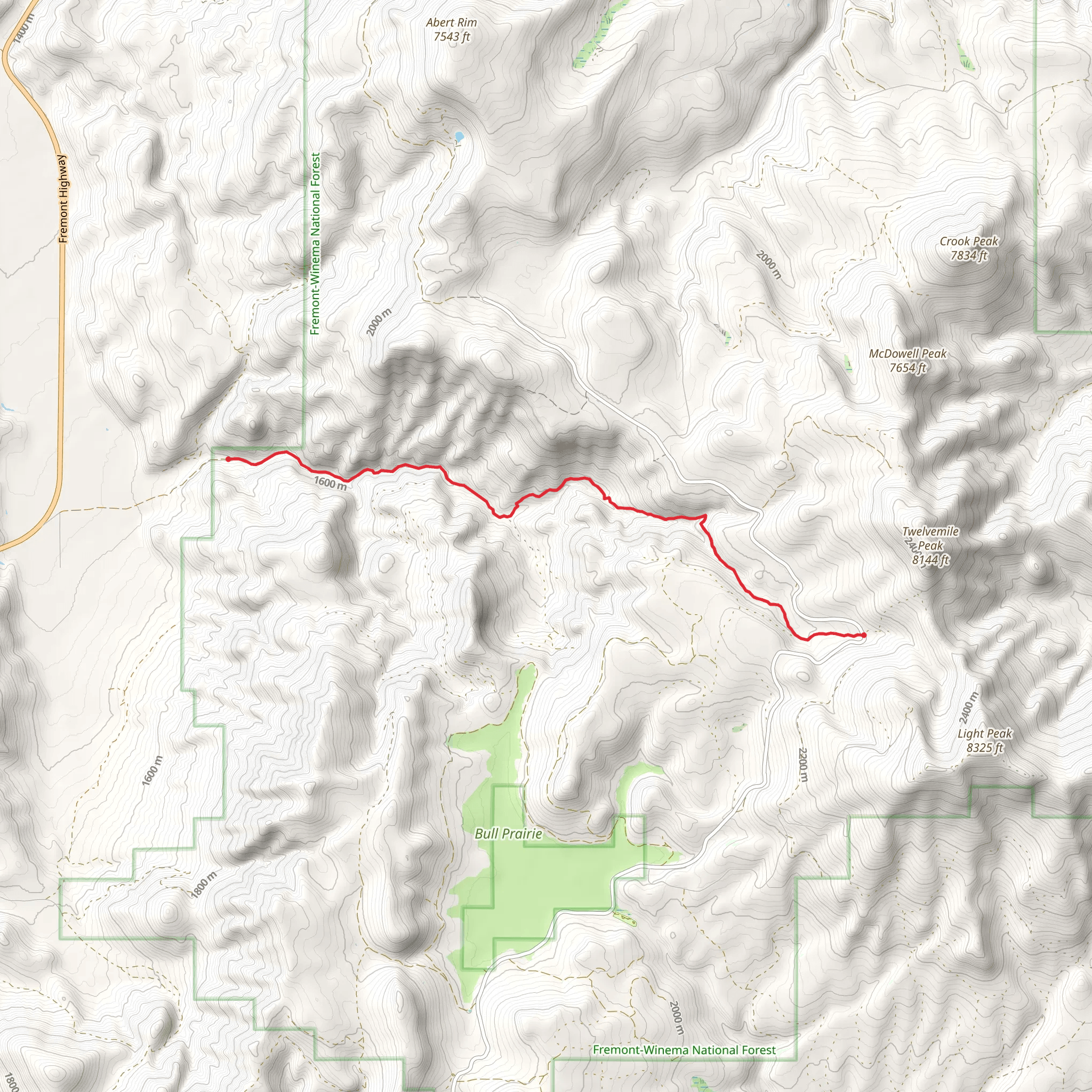 Fremont National Recreation Trail from Fisk Hill mobile static map