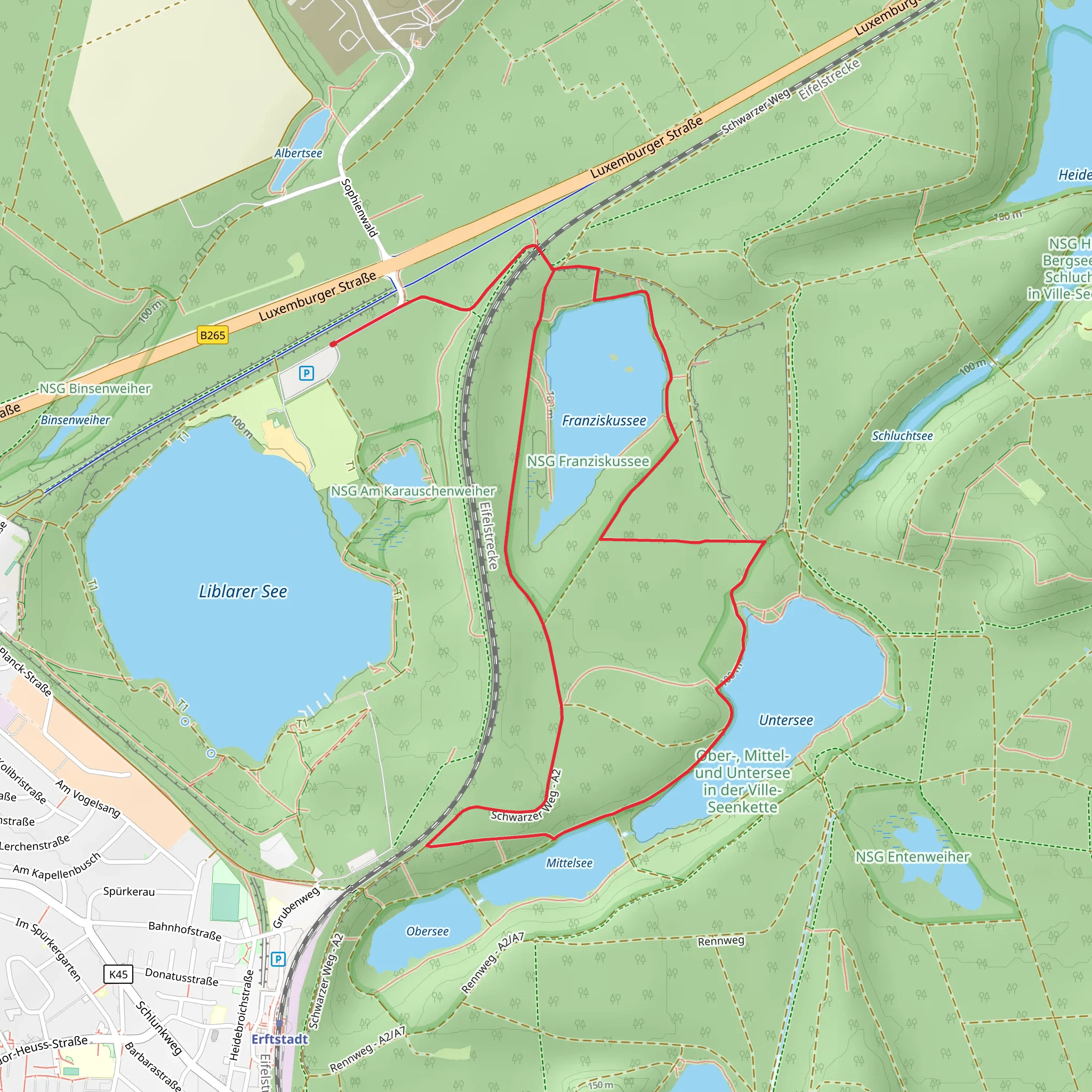 Franziskussee Loop via Ville A2 mobile static map