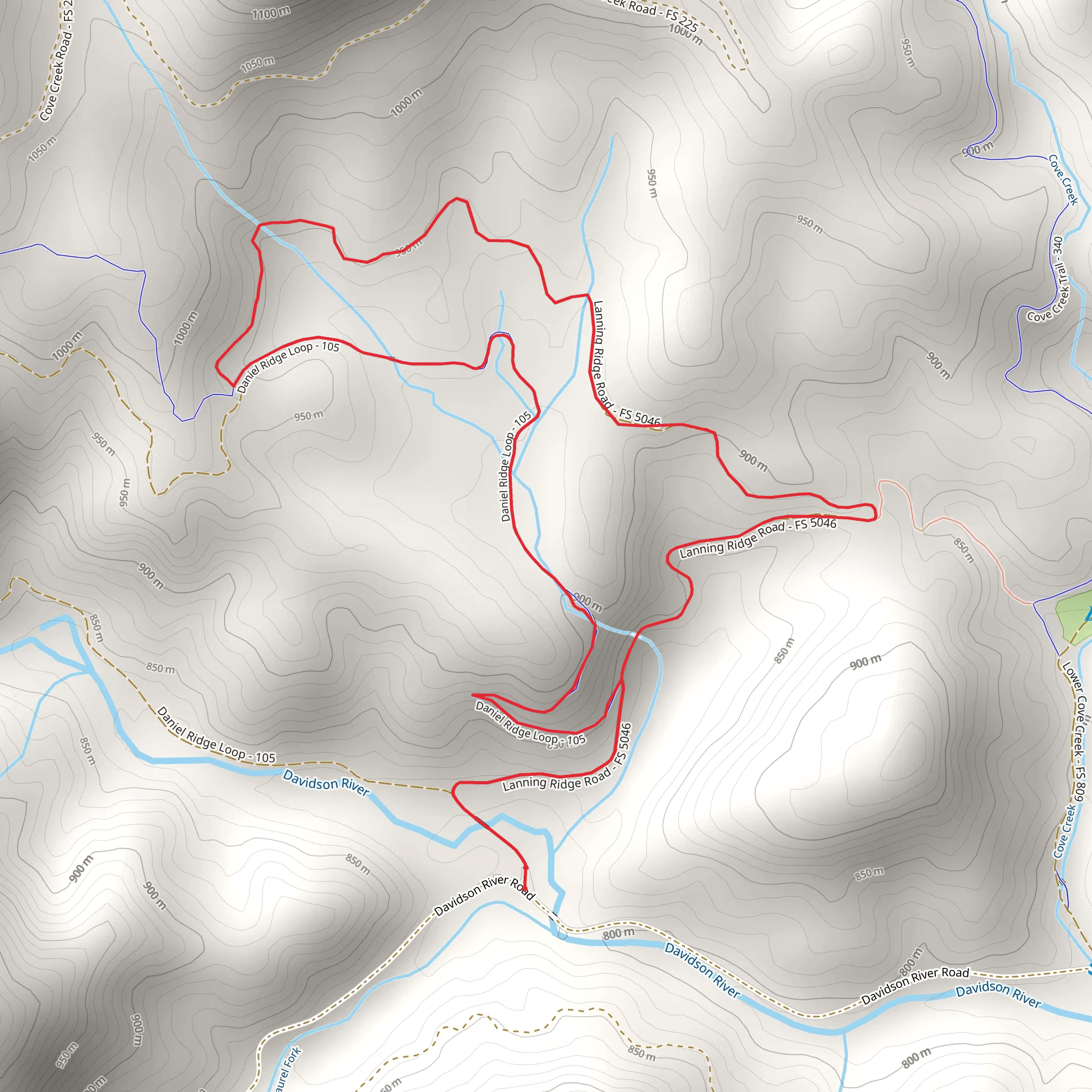 Lanning Ridge Road and Daniel Ridge Loop mobile static map