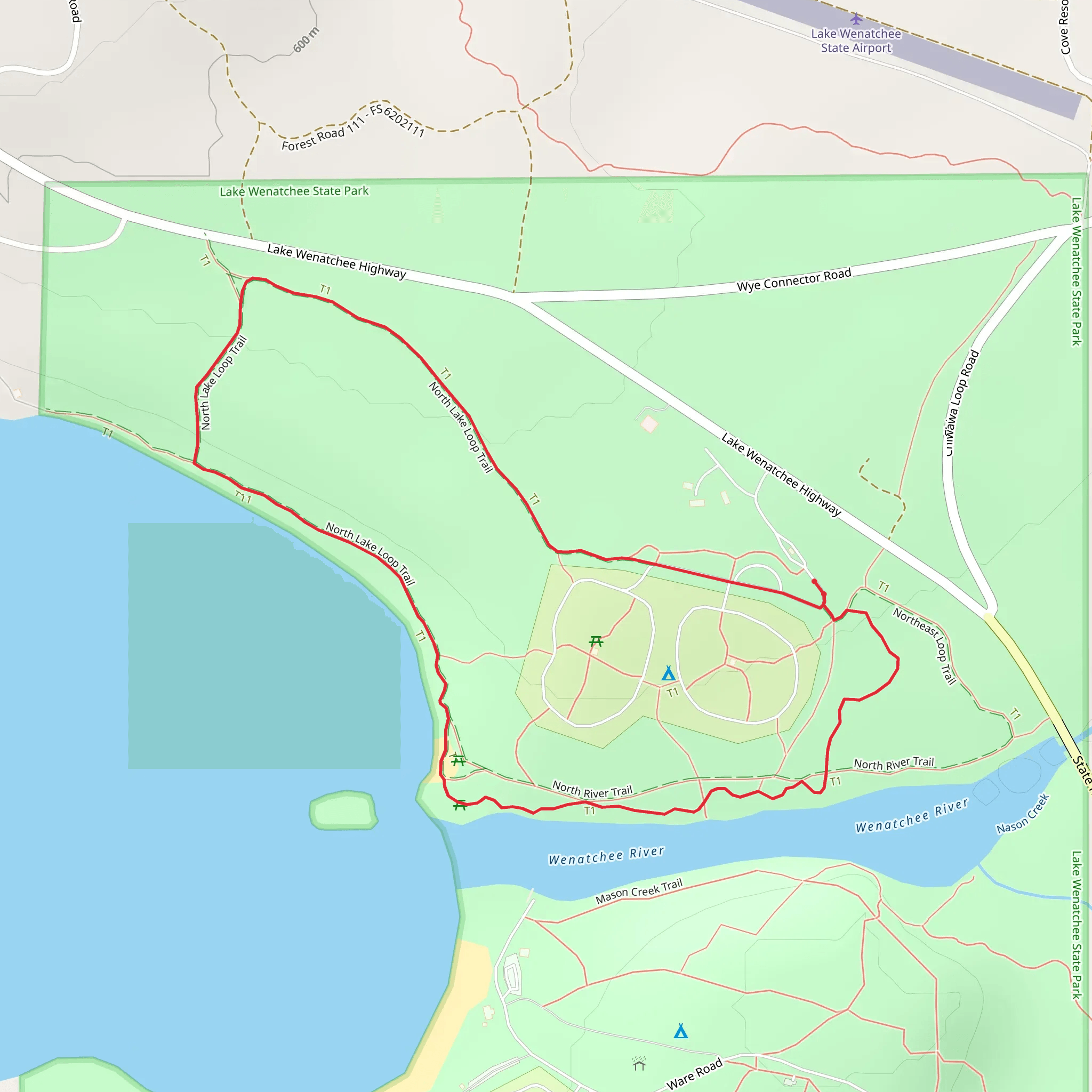 North Lake Loop Trail - Lake Wenatchee State Park mobile static map