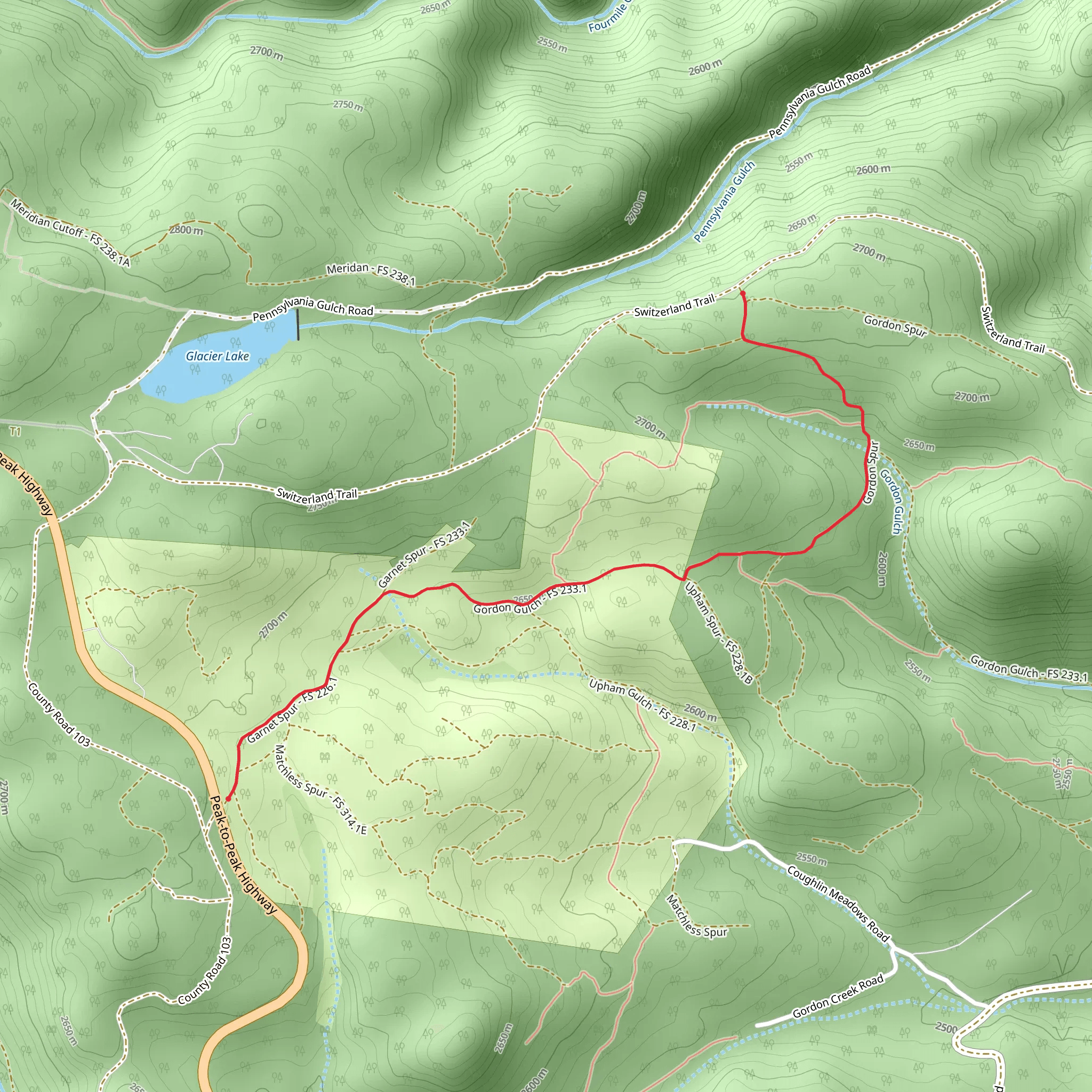 Gorder Gulch and Spur mobile static map