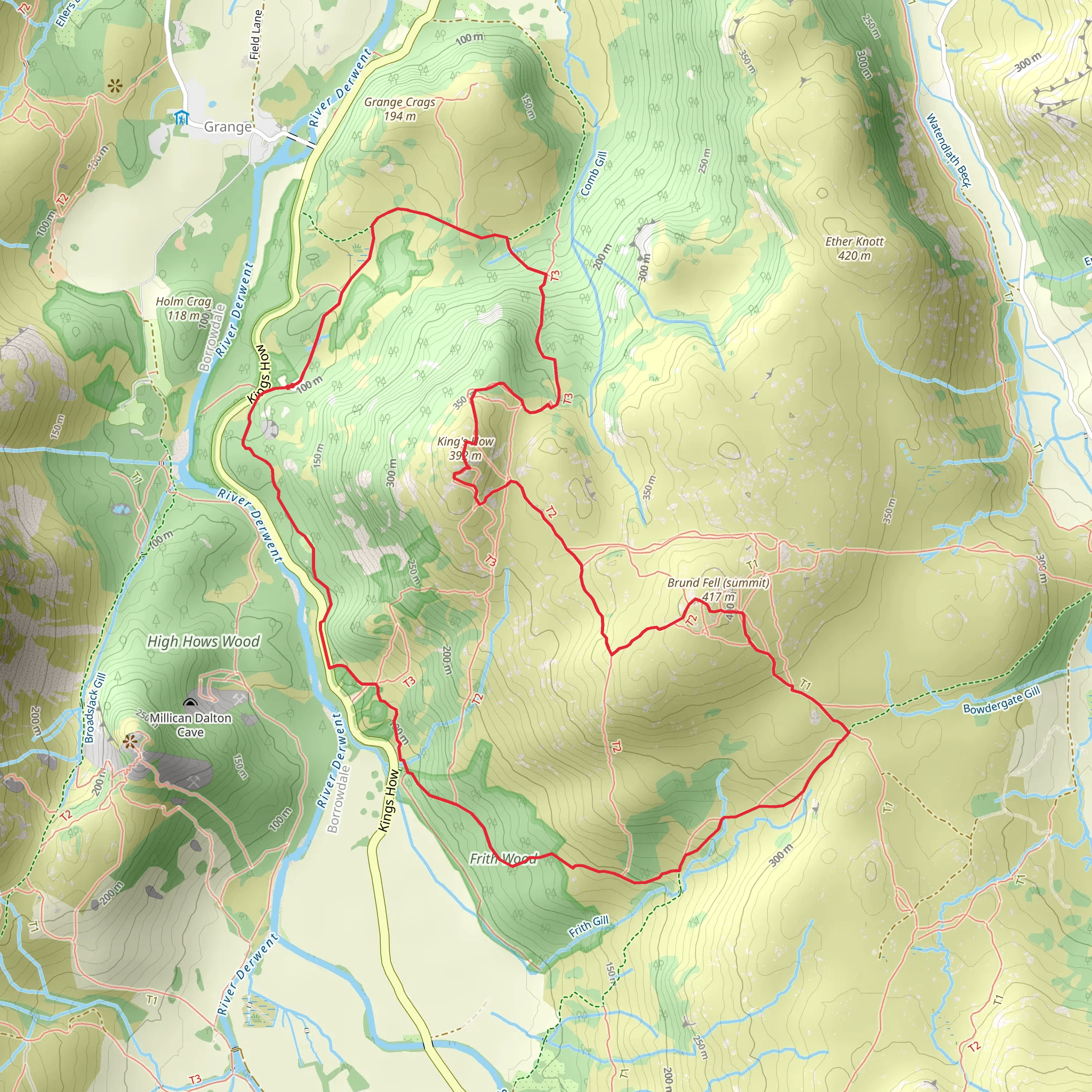 Frith Wood and Brund Fell Loop mobile static map