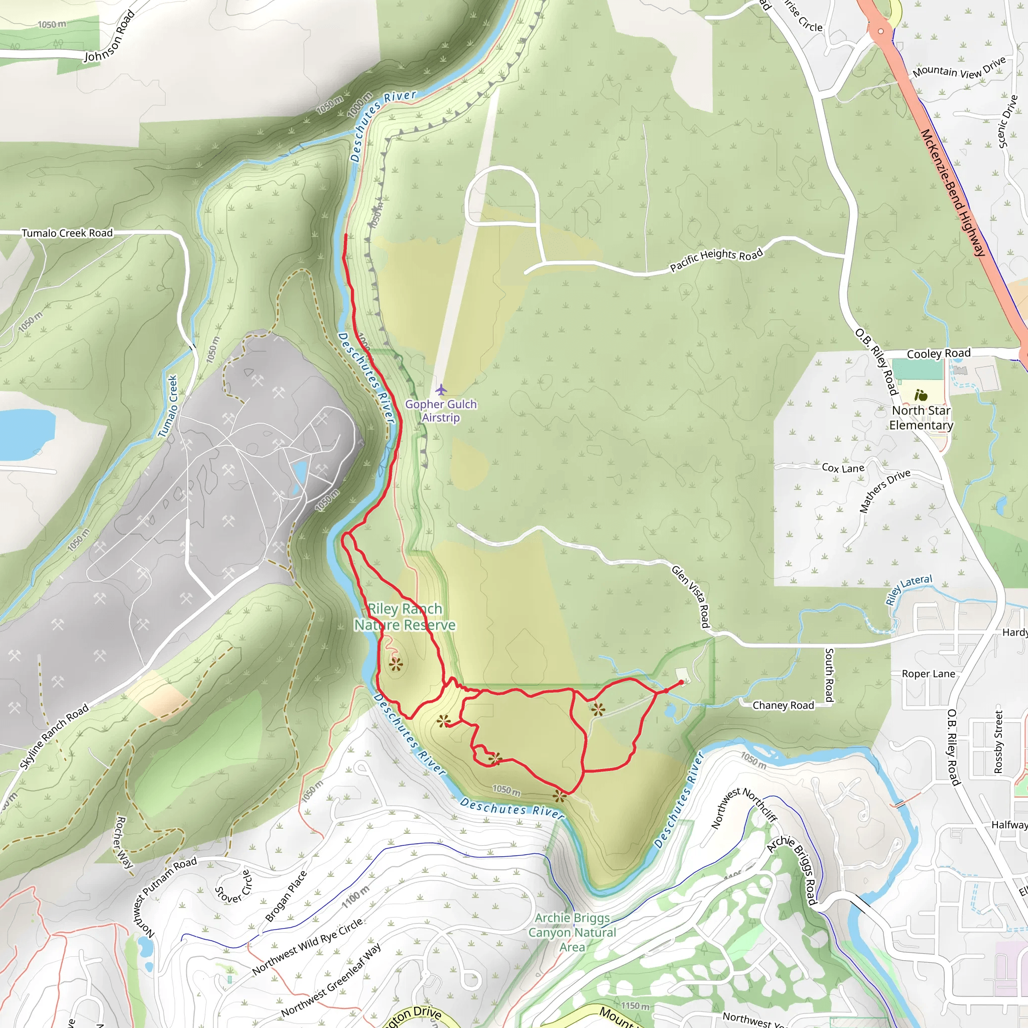 Juniper Loop Trail, Canyon Loop Trail and Deschutes River Trail mobile static map