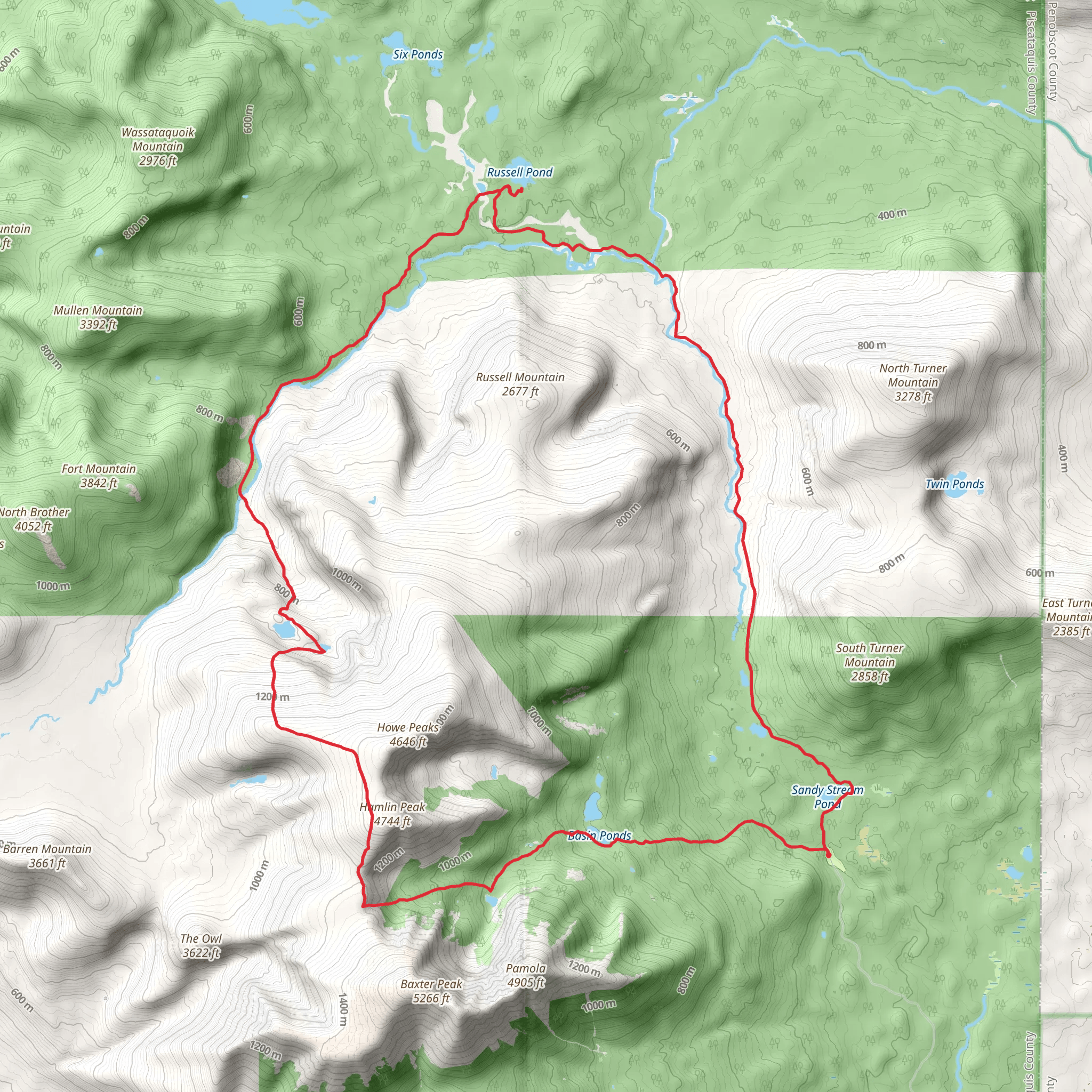 Russell Pond Trail and Northwest Basin Trail Loop mobile static map