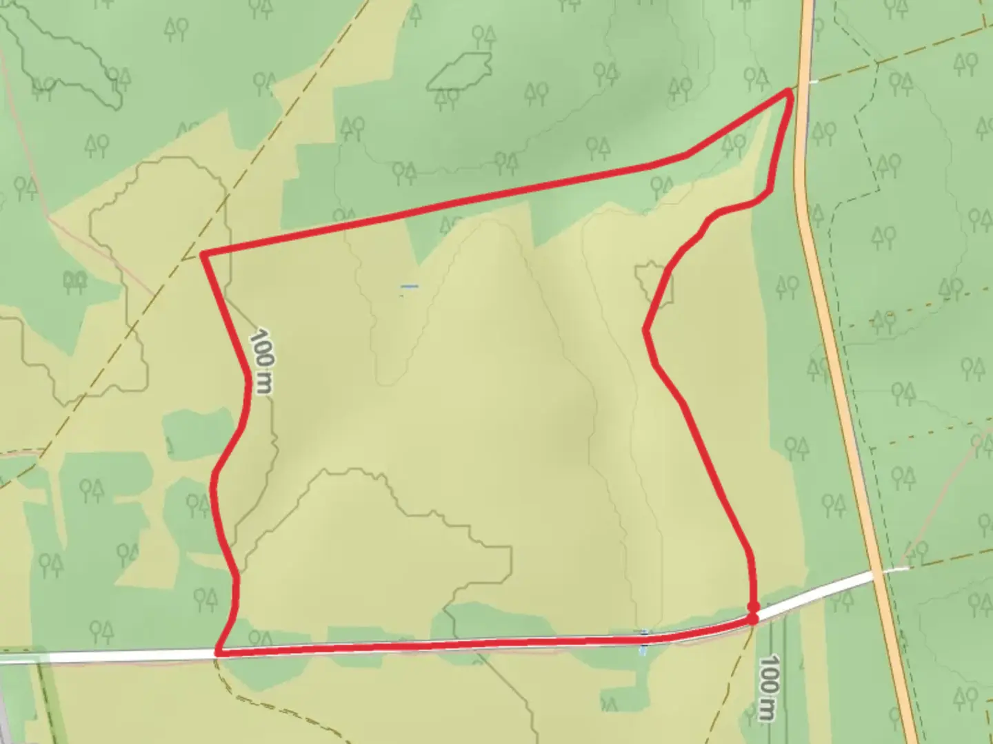 An image depicting the trail Nordic Walking 34M Schneverdingen Loop and its surrounding area.