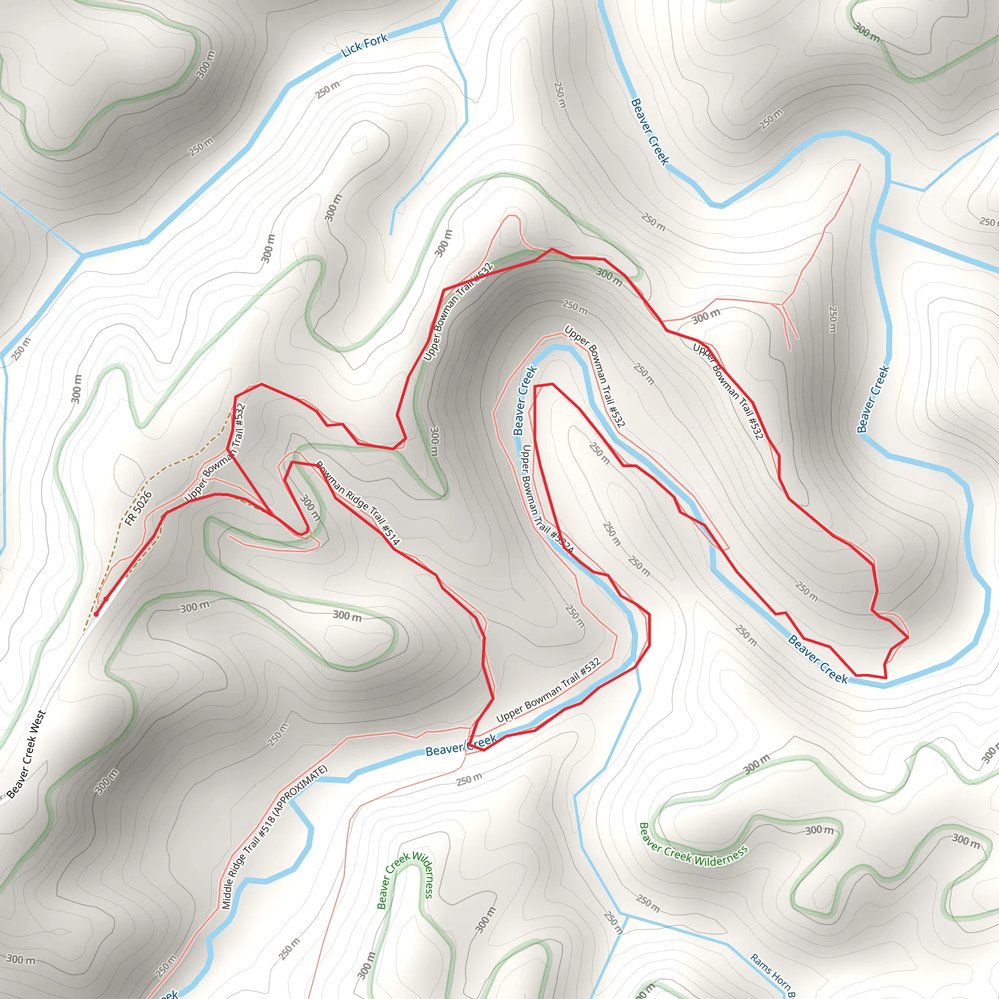 Beaver Creek Loop - Trail 532 mobile static map