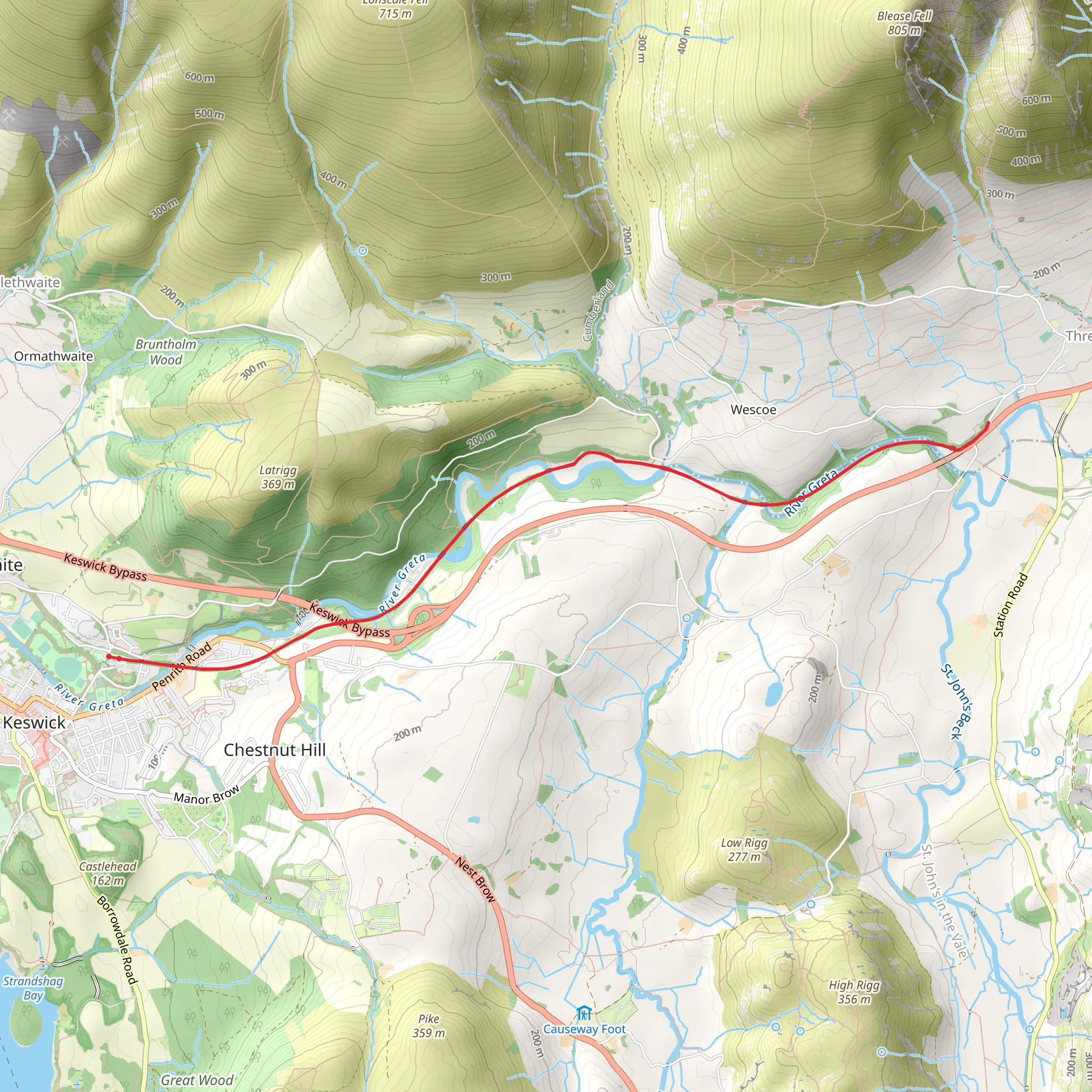 River Greta Streamside Walk - Keswick mobile static map