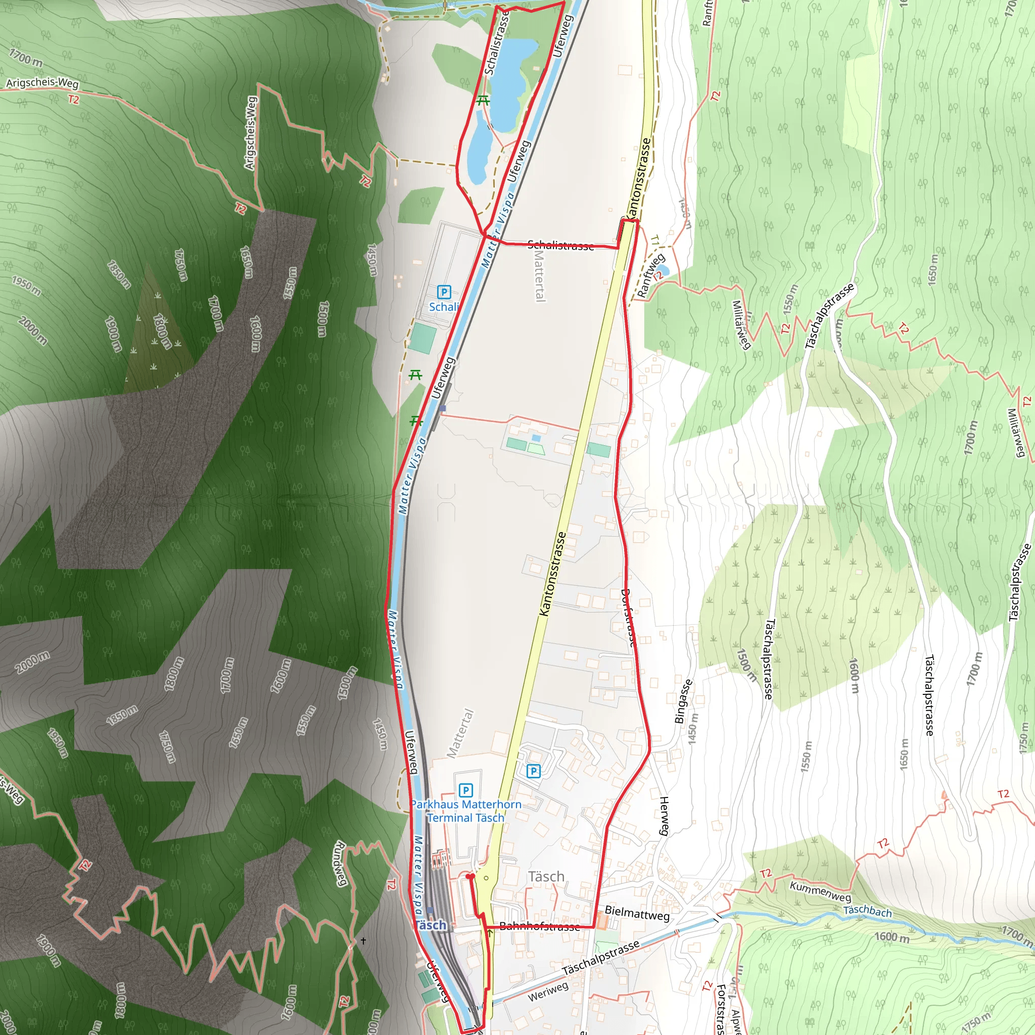 Täsch Circular Trail - Nr 132 mobile static map