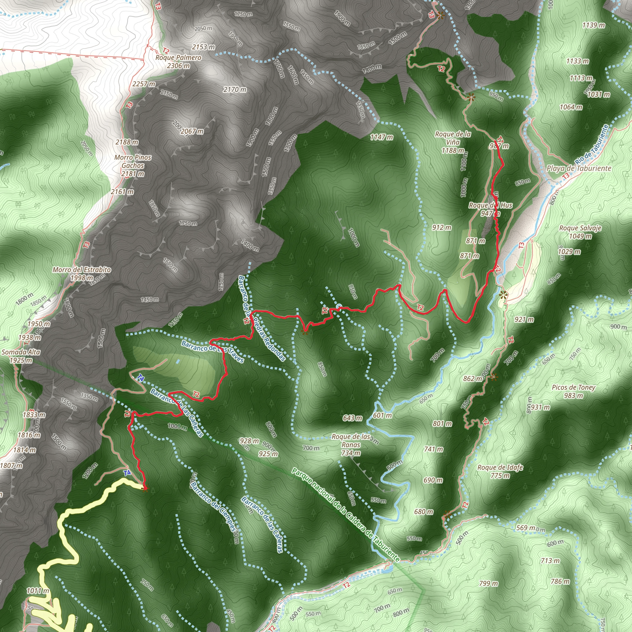 Playa de Taburiente Trail via PR LP 13 mobile static map