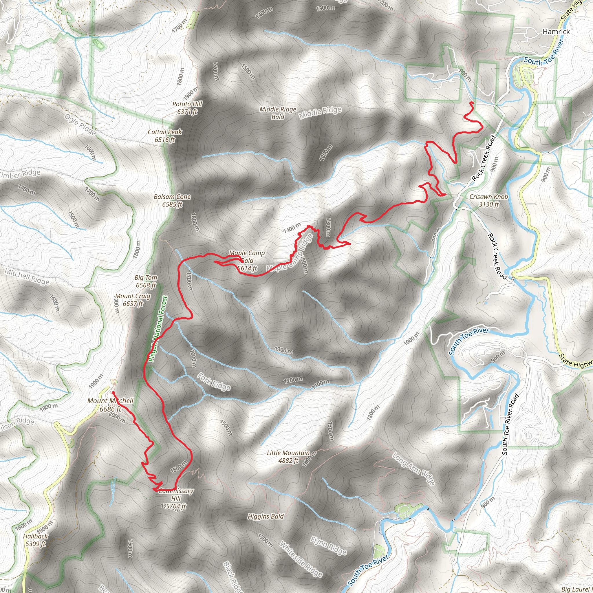 Buncombe Trail mobile static map