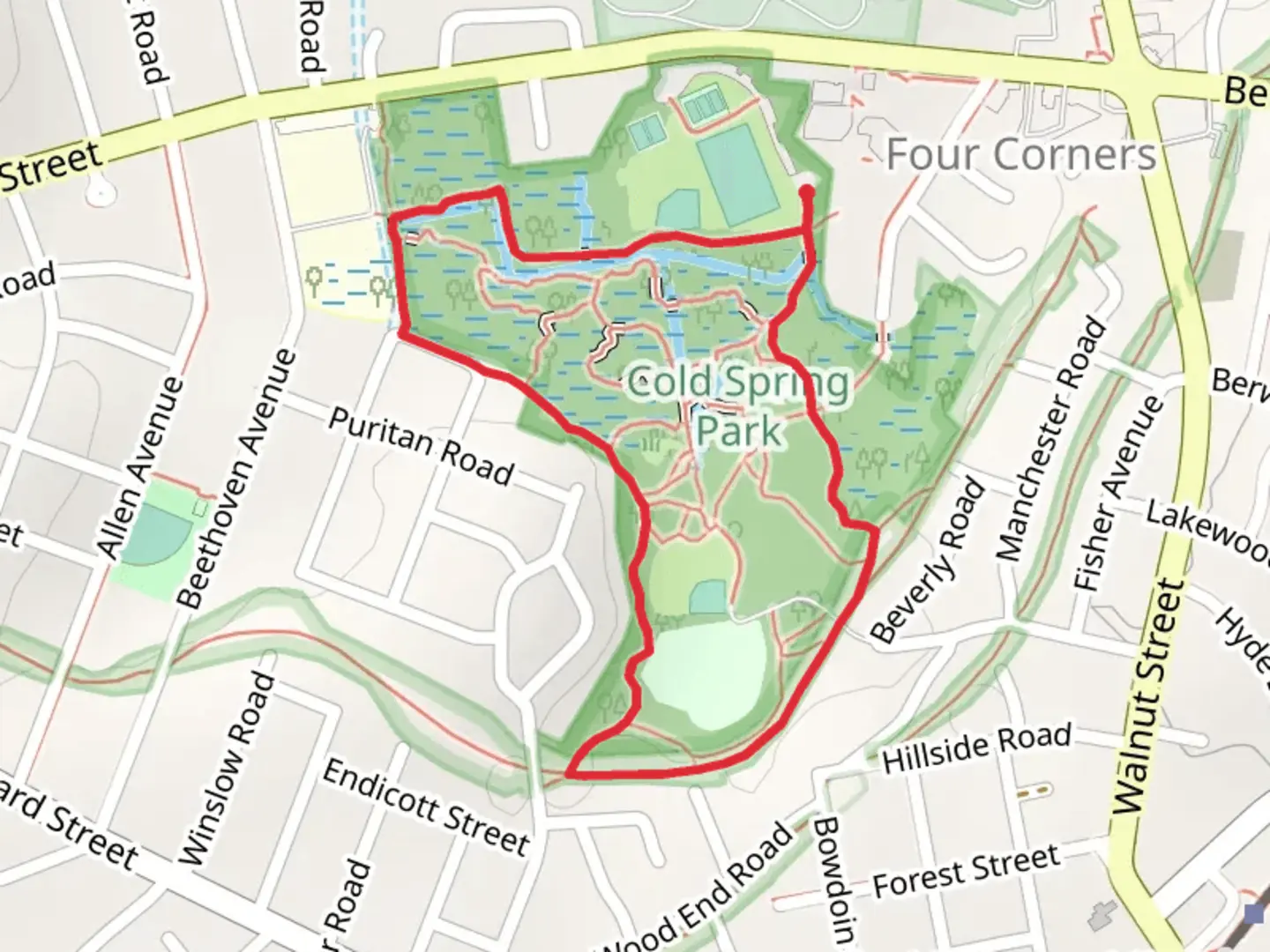 An image depicting the trail Cold Spring Playground Loop Trail and its surrounding area.