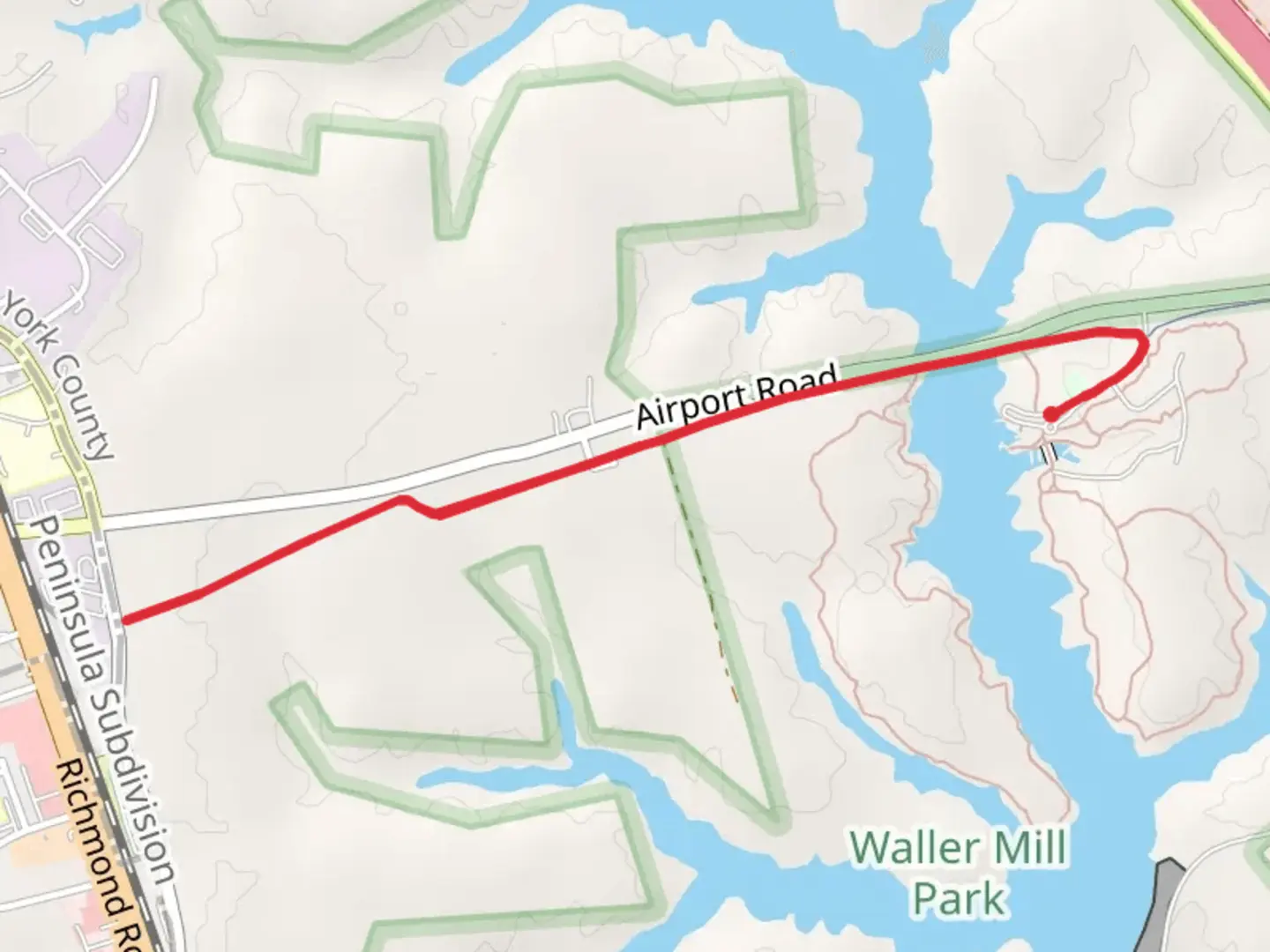An image depicting the trail Waller Mill Path and its surrounding area.