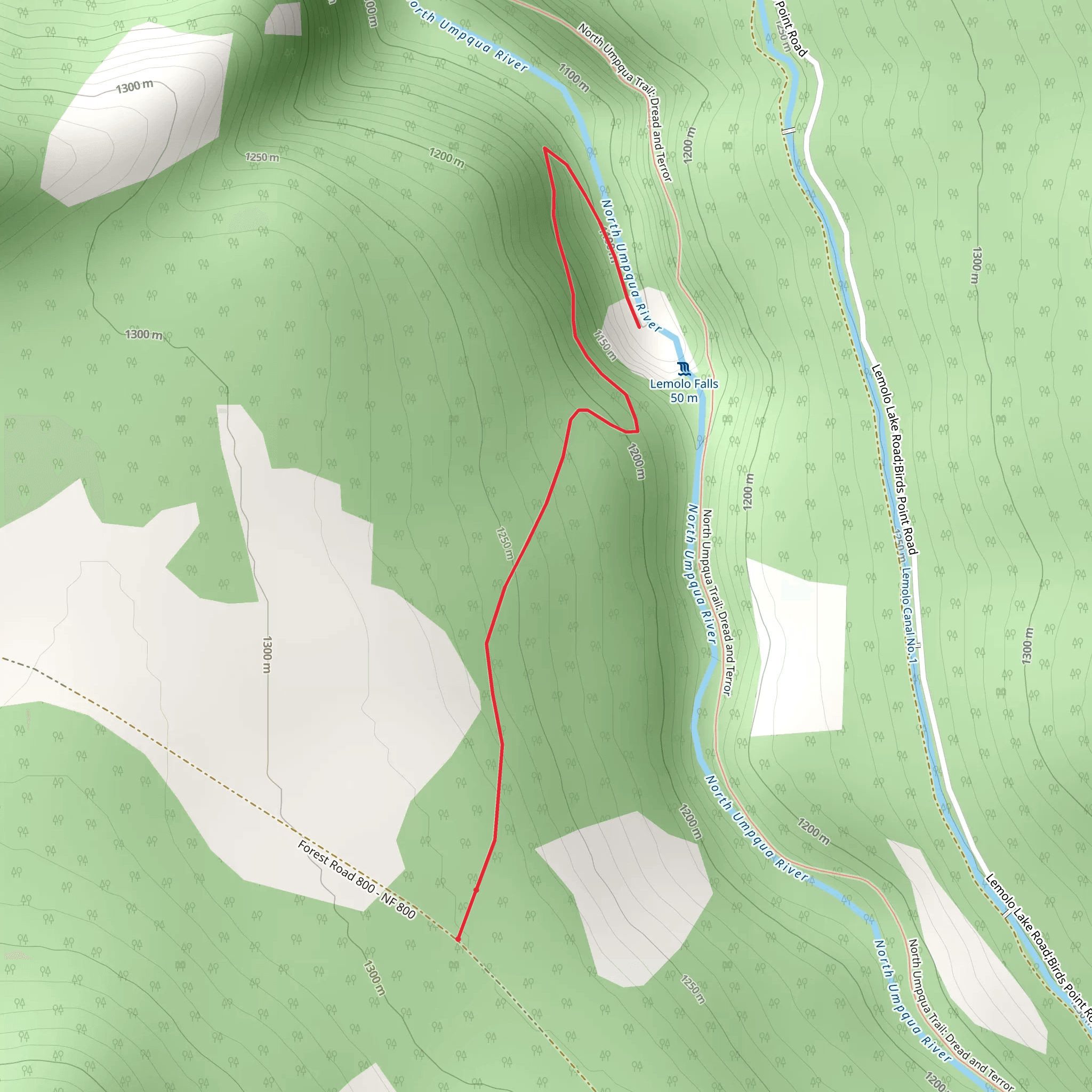 Lemolo Falls Trail mobile static map