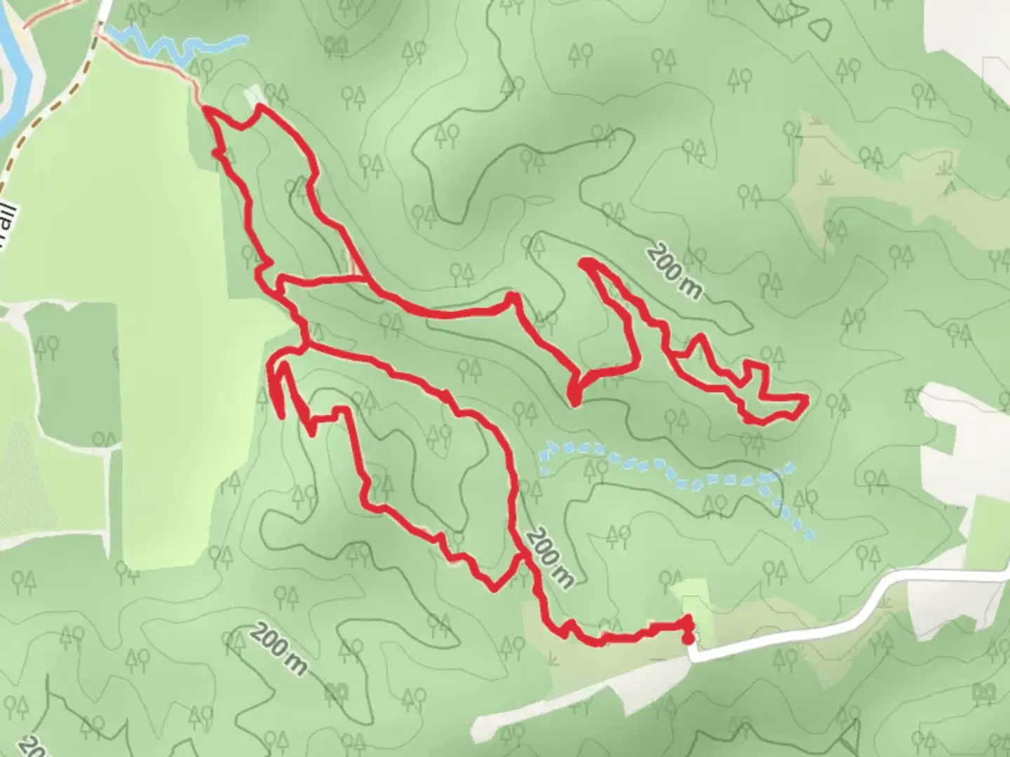 An image depicting the trail Warbler Trail and Cemetery Ridge Loop and its surrounding area.