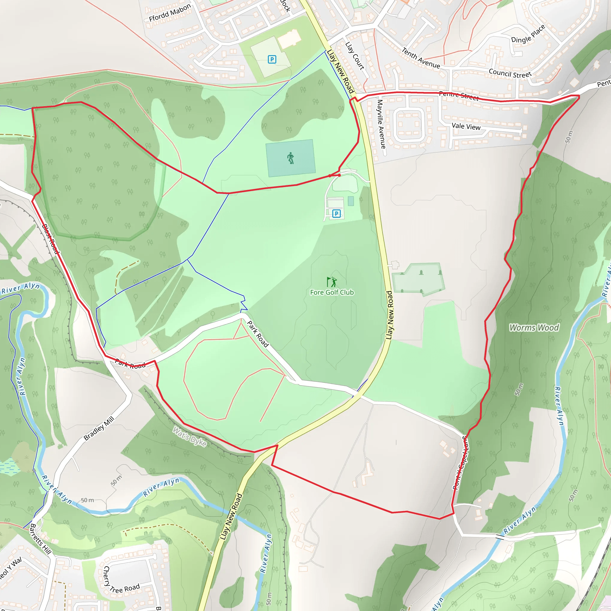 Alyn Waters Country Park mobile static map