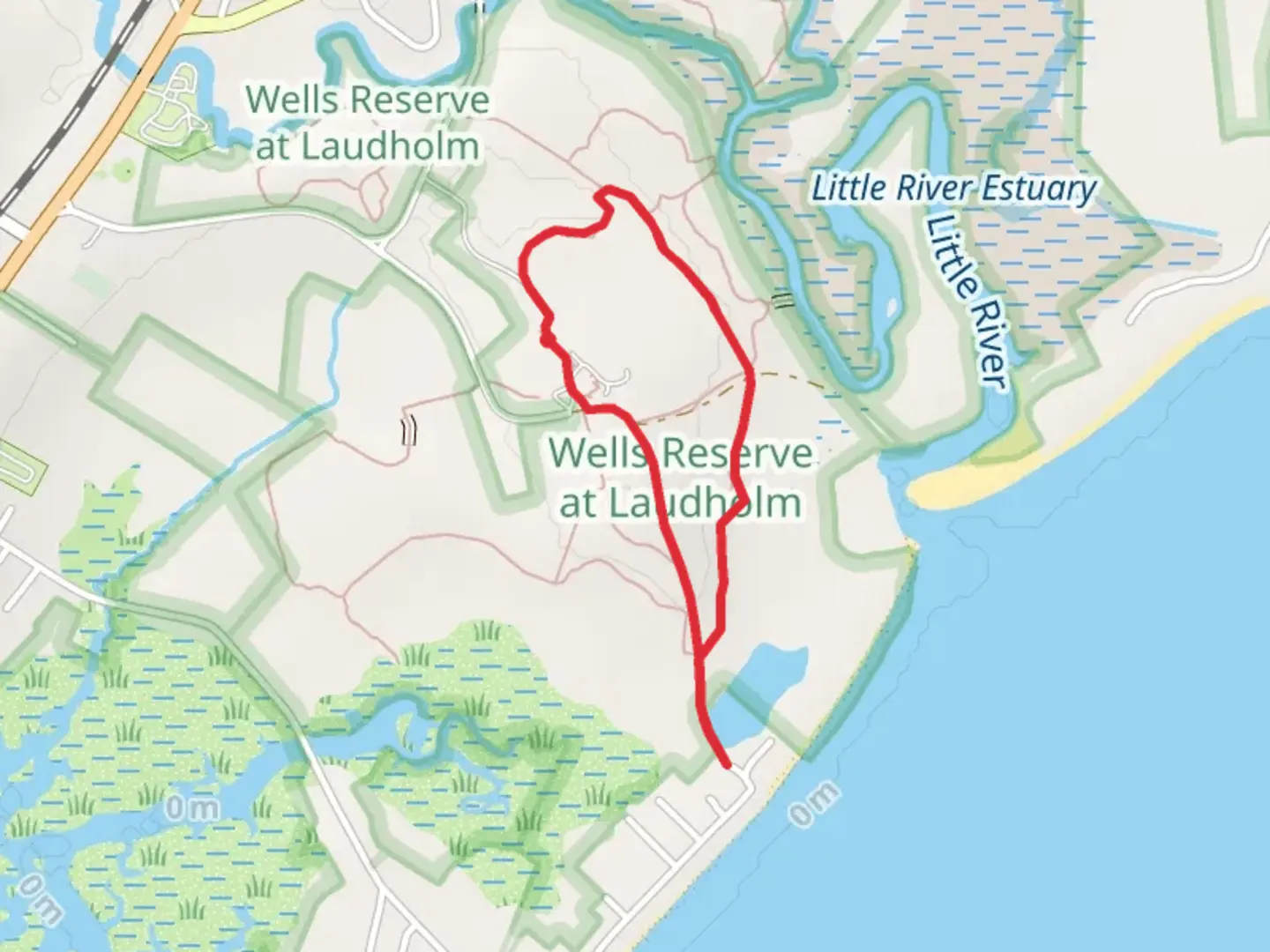 An image depicting the trail Barrier Beach and Laird-Northon Trail Loop and its surrounding area.