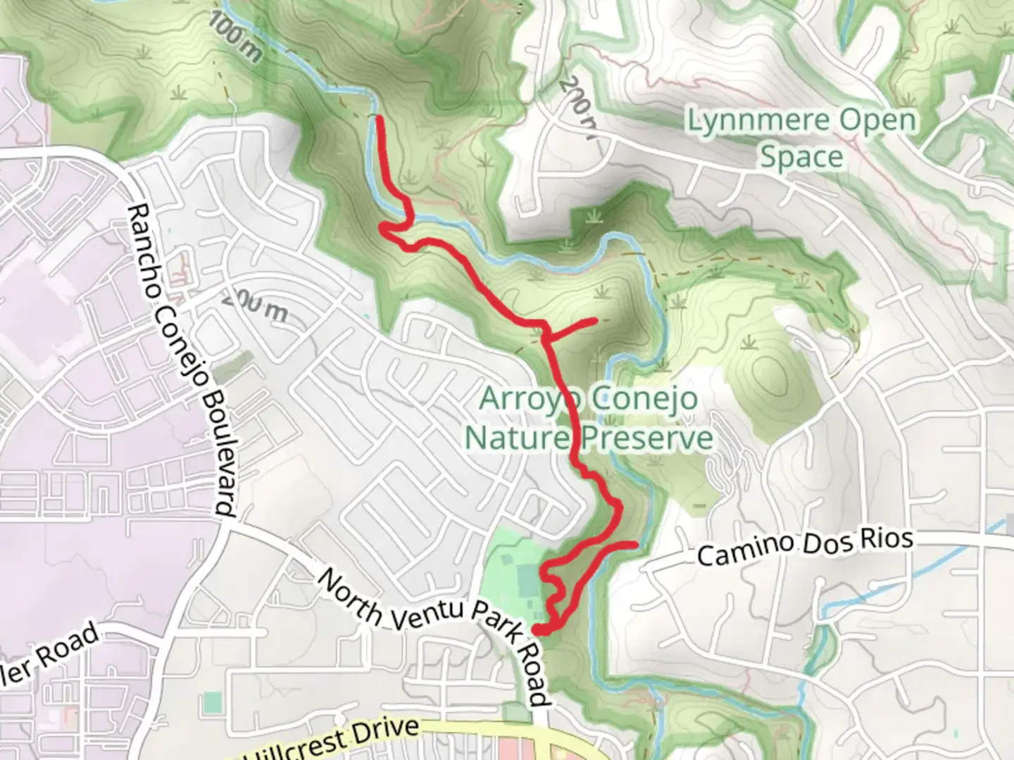 An image depicting the trail Arroyo Conejo Trail and its surrounding area.