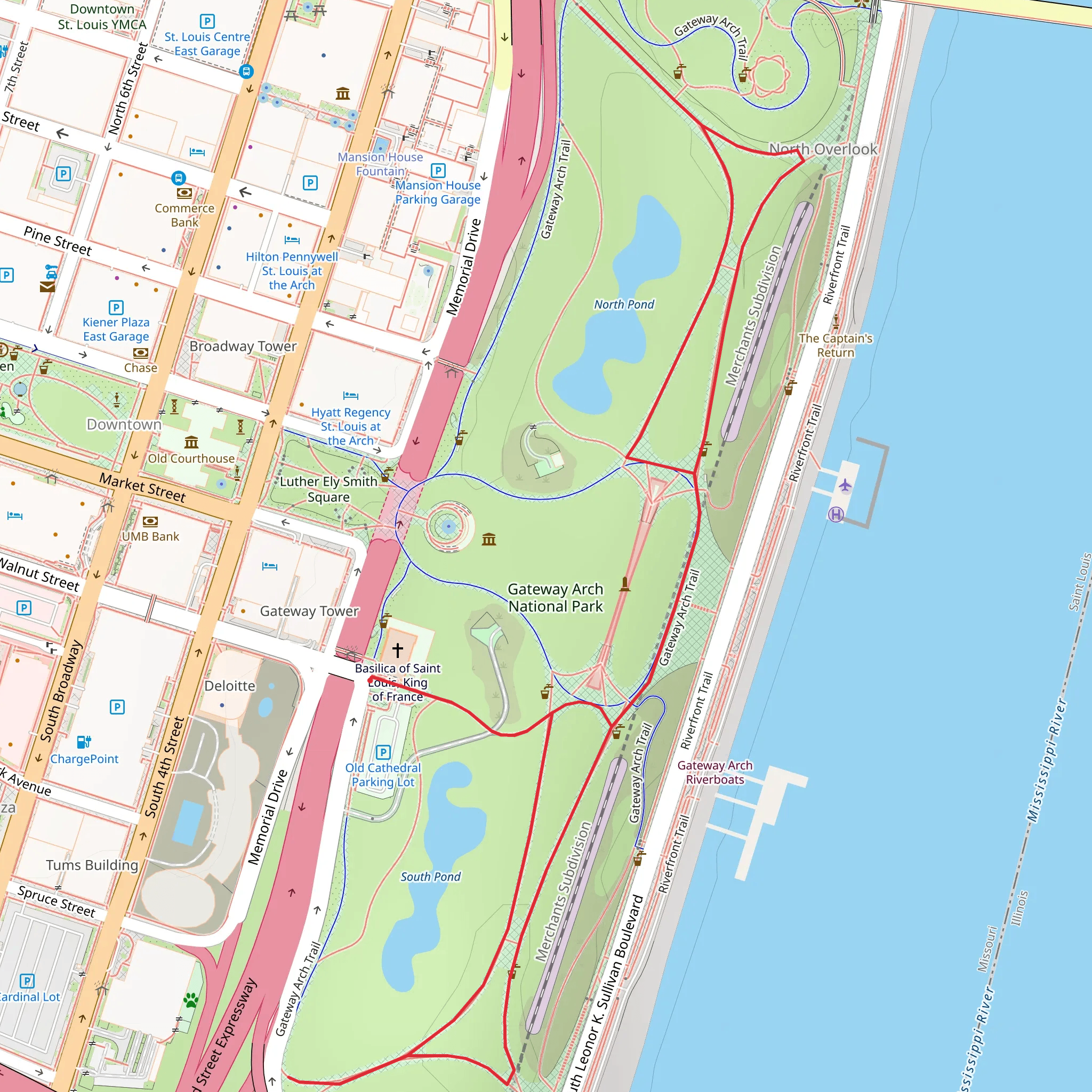 South and North Ponds - Mississippi River mobile static map