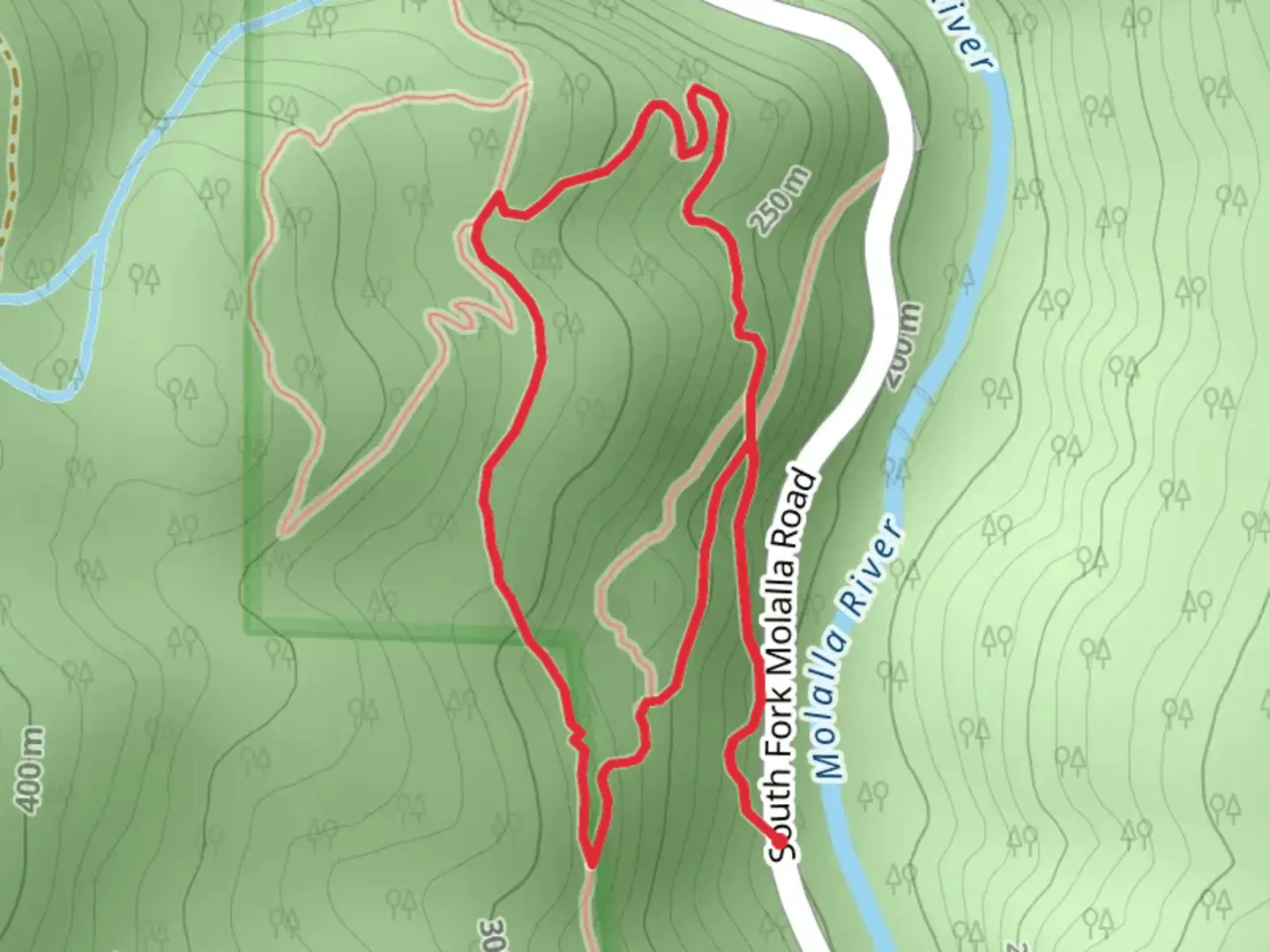 An image depicting the trail Sandquist's, Mark's and Amanda's Loop Trail and its surrounding area.