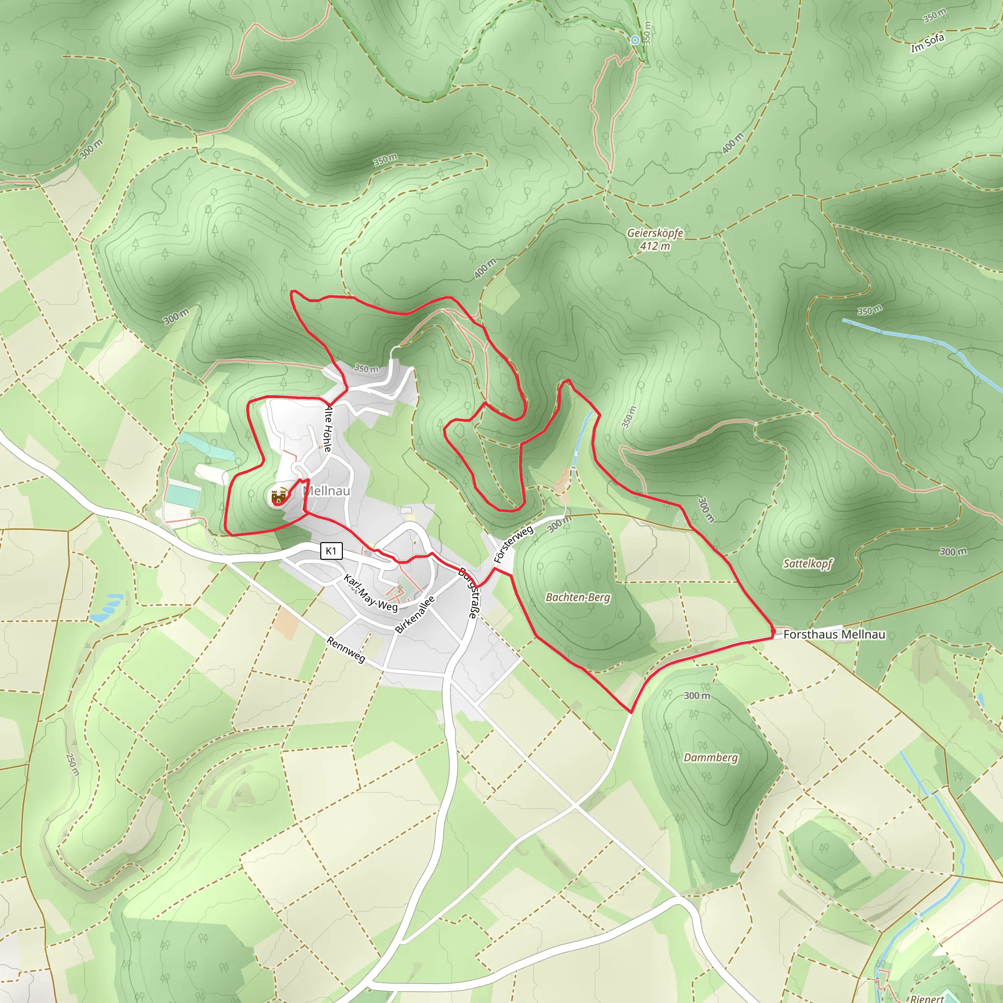 Bergfried Mellnau Loop via Kuckuckshütte Mellnau mobile static map