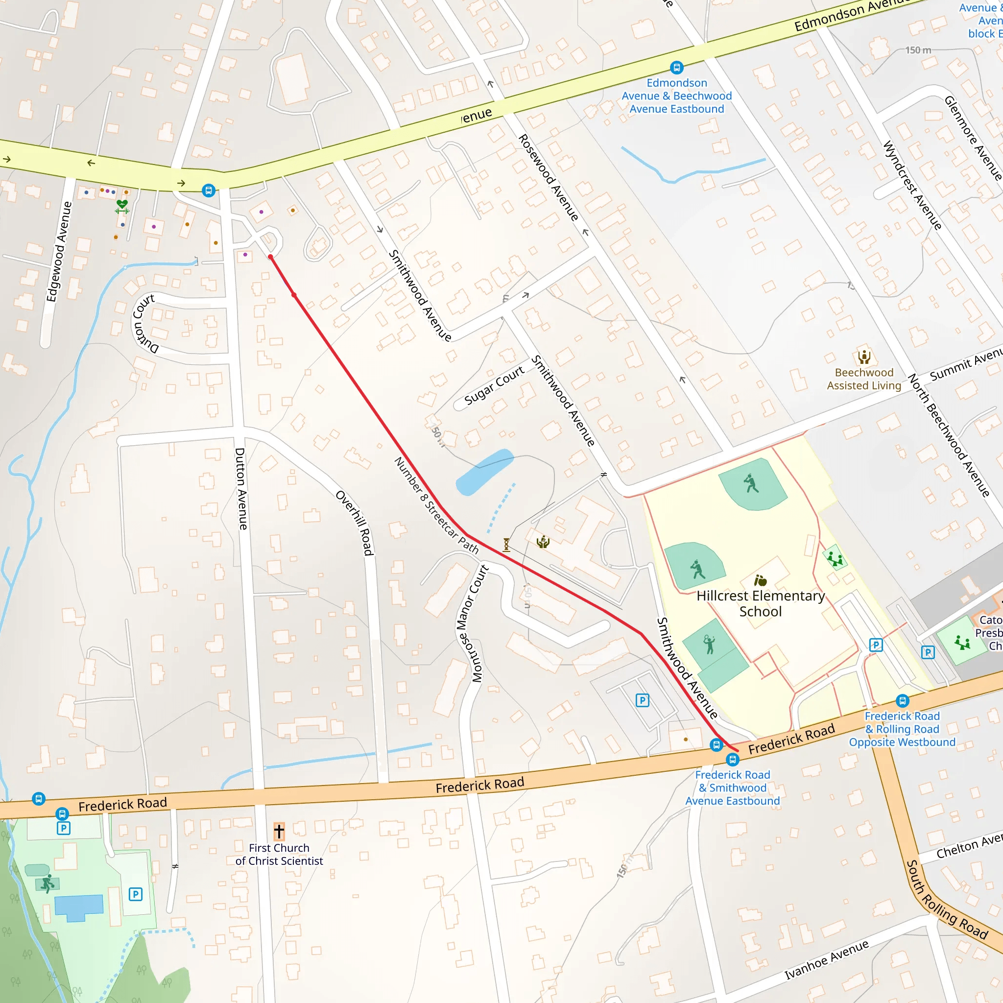 Number 8 Streetcar Path mobile static map