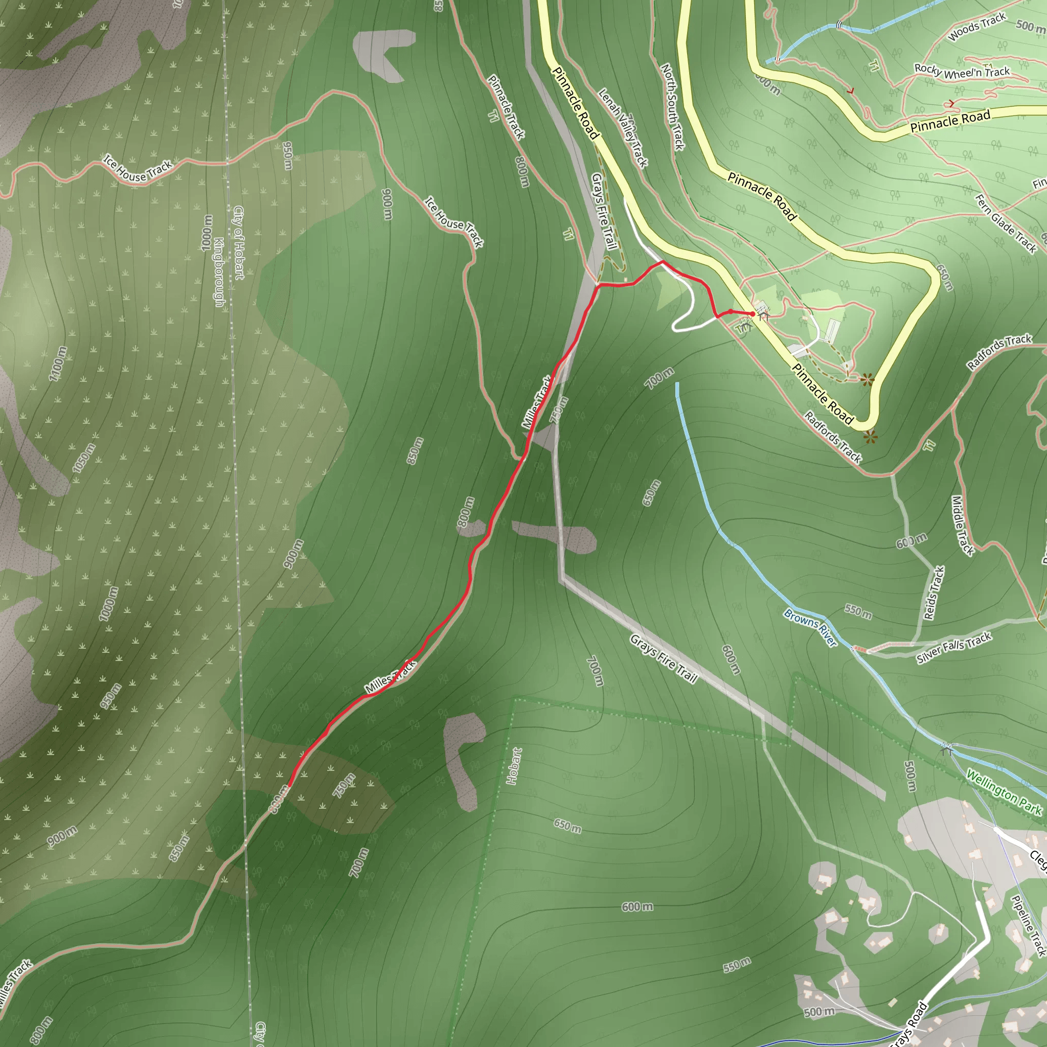 The Springs to Milles Track Lookout mobile static map