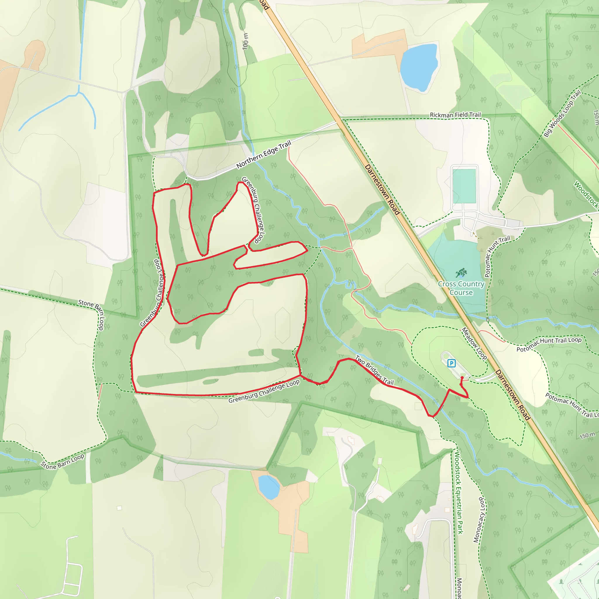 Greenburg Challenge Loop via Two Bridges Trail mobile static map