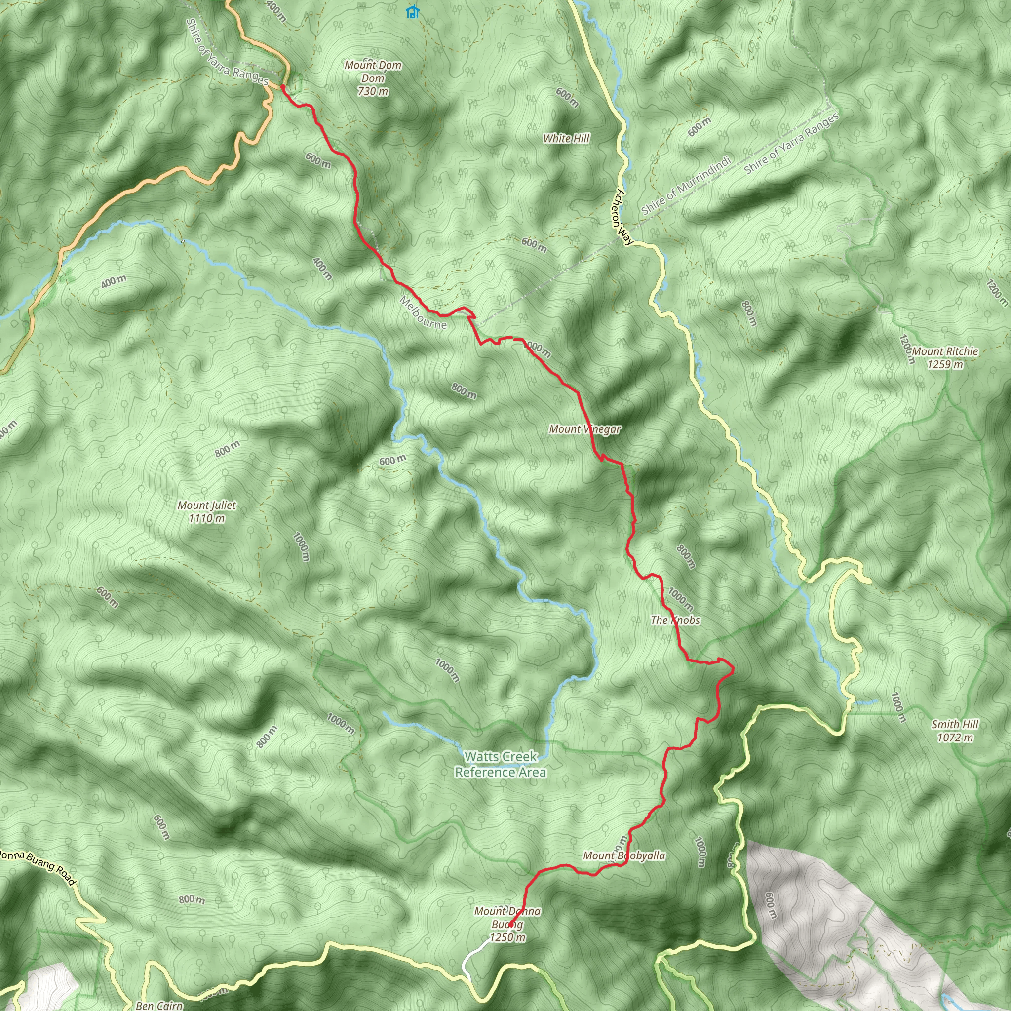 Mount Donna Buang to Dom Dom Saddle Trail mobile static map