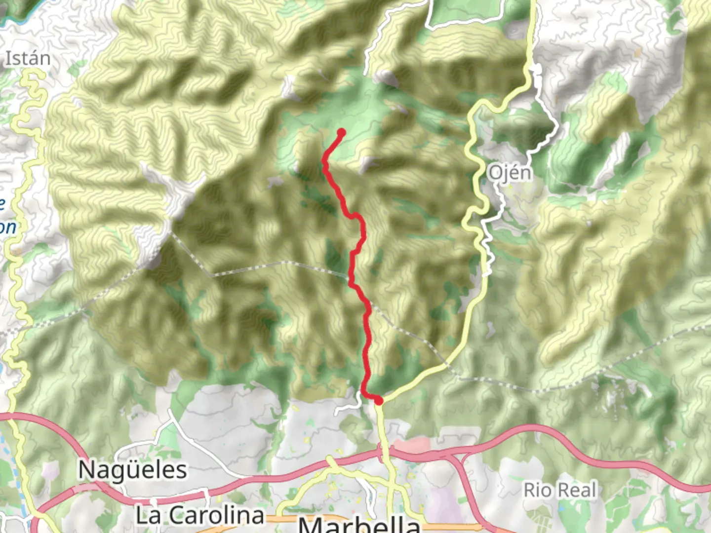 An image depicting the trail Marbella – Juanar and its surrounding area.