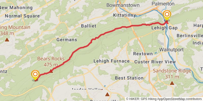 Appalachian Trail Section Hike - East Stroudsburg to Port Clinton stage 4 Map