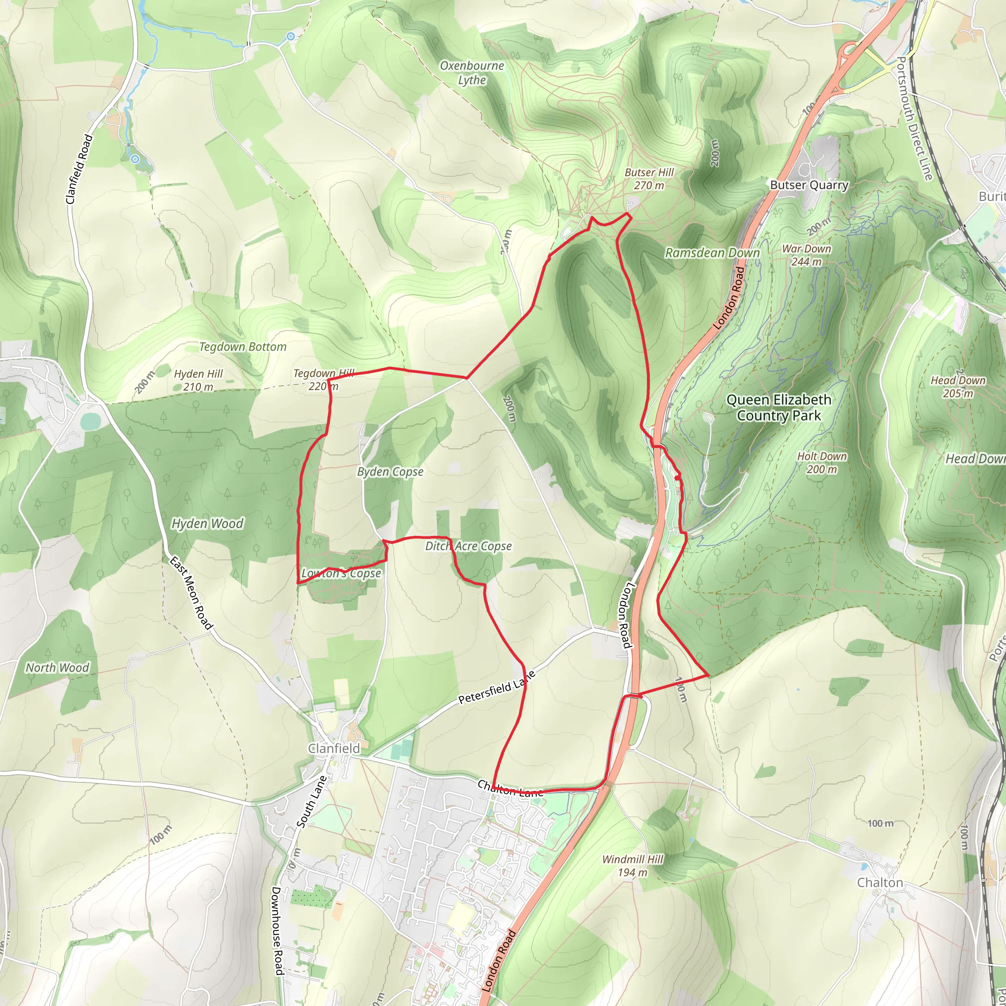 Clanfield Woods Loop mobile static map