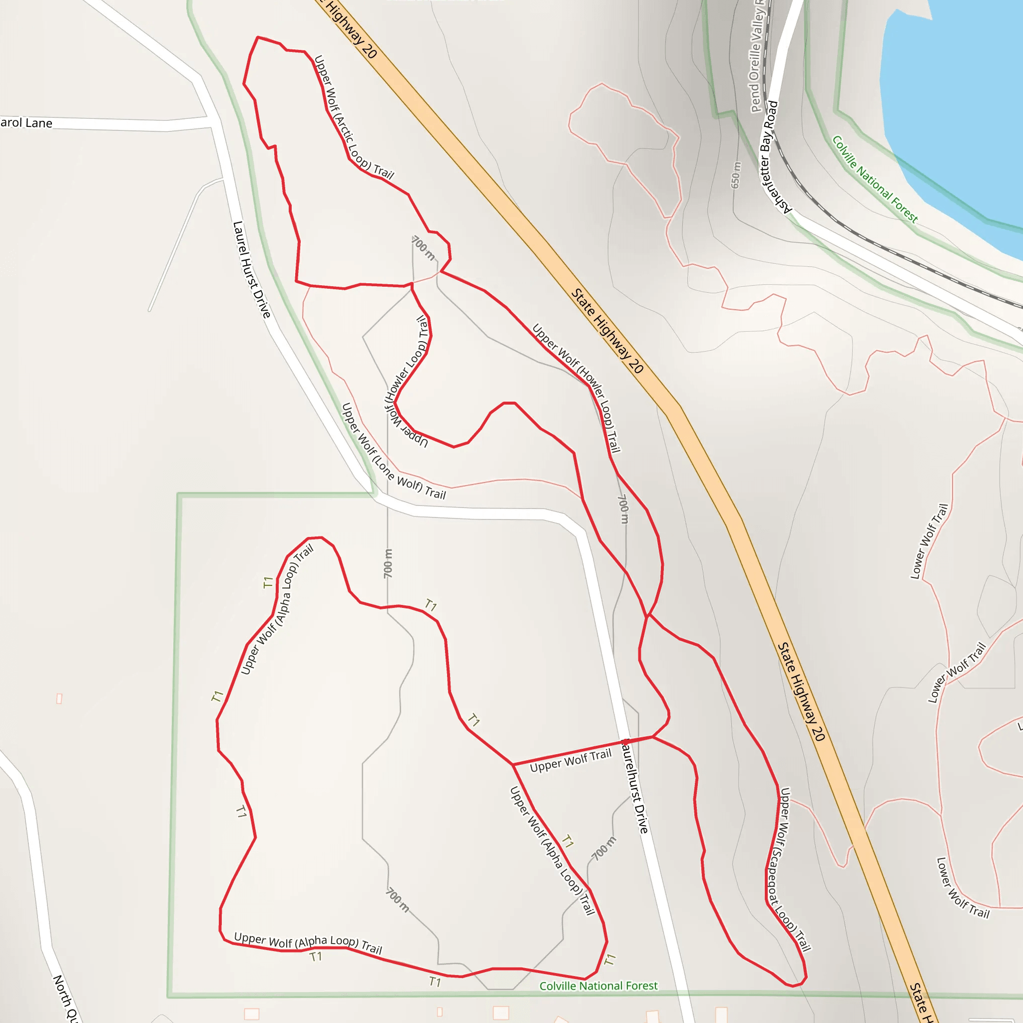 Upper Wolf - Alpha Loop Trail mobile static map