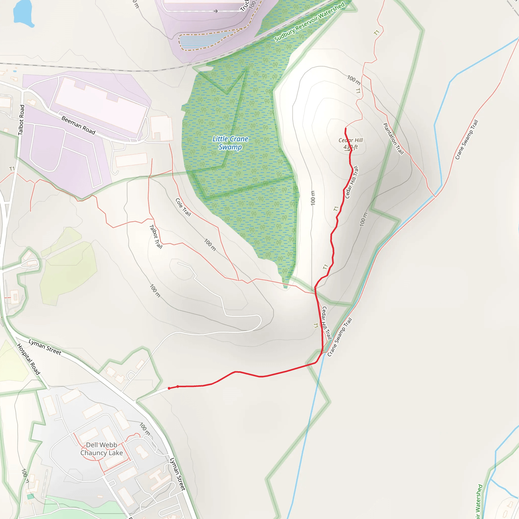 Cedar Hill Trail Out and Back mobile static map