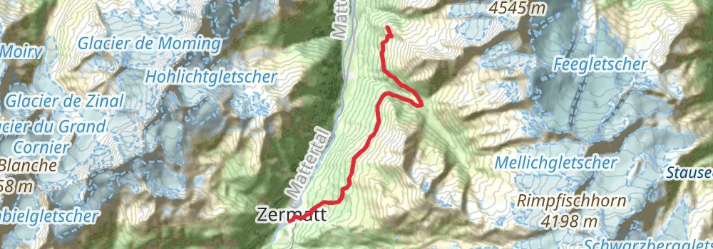 Chamonix to Zermatt - Haute Route stage 14 Map