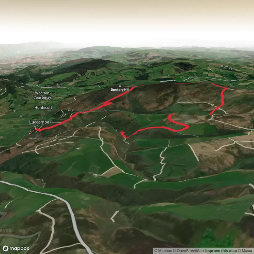 An image depicting the trail Horner - Dunkery Beacon Loop and its surrounding area.