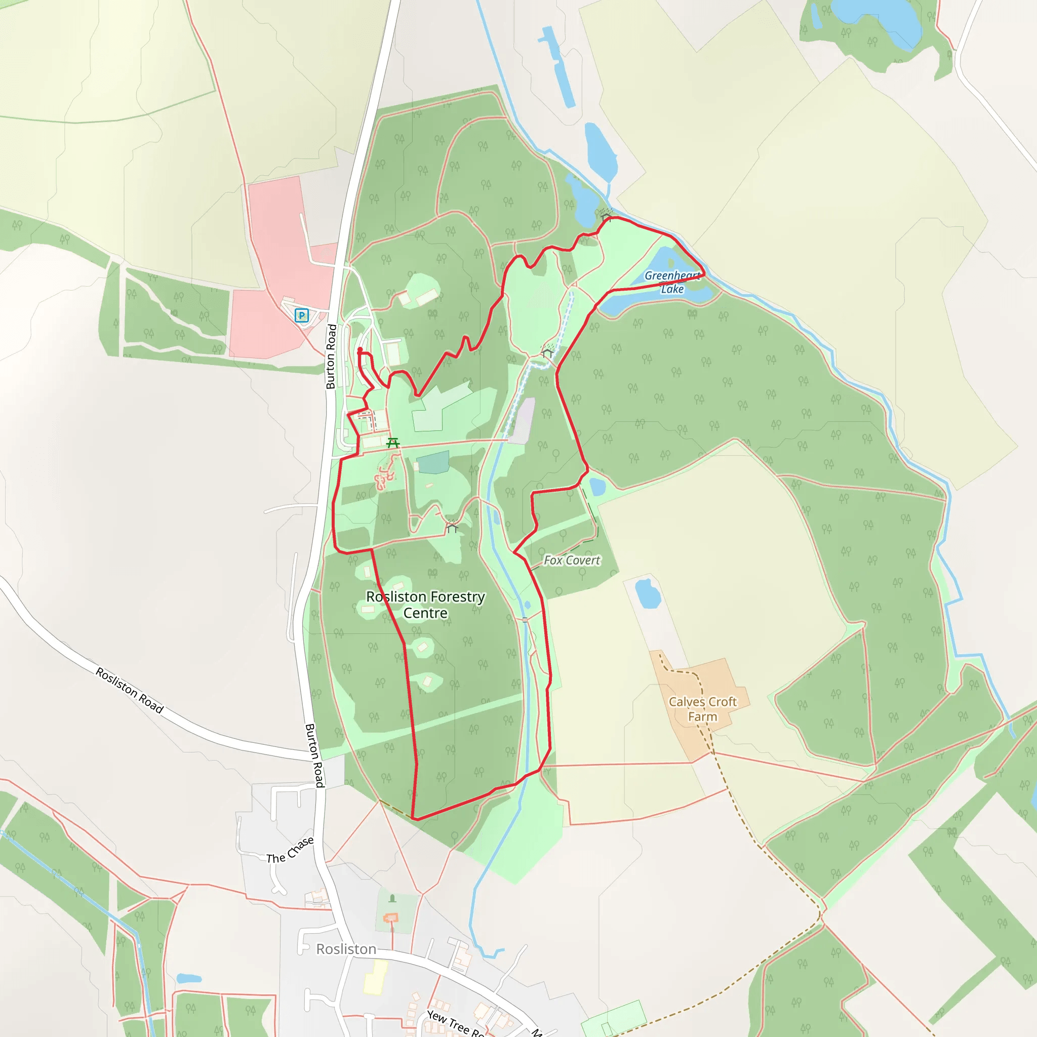 Rosliston Forestry Centre Short Loop mobile static map