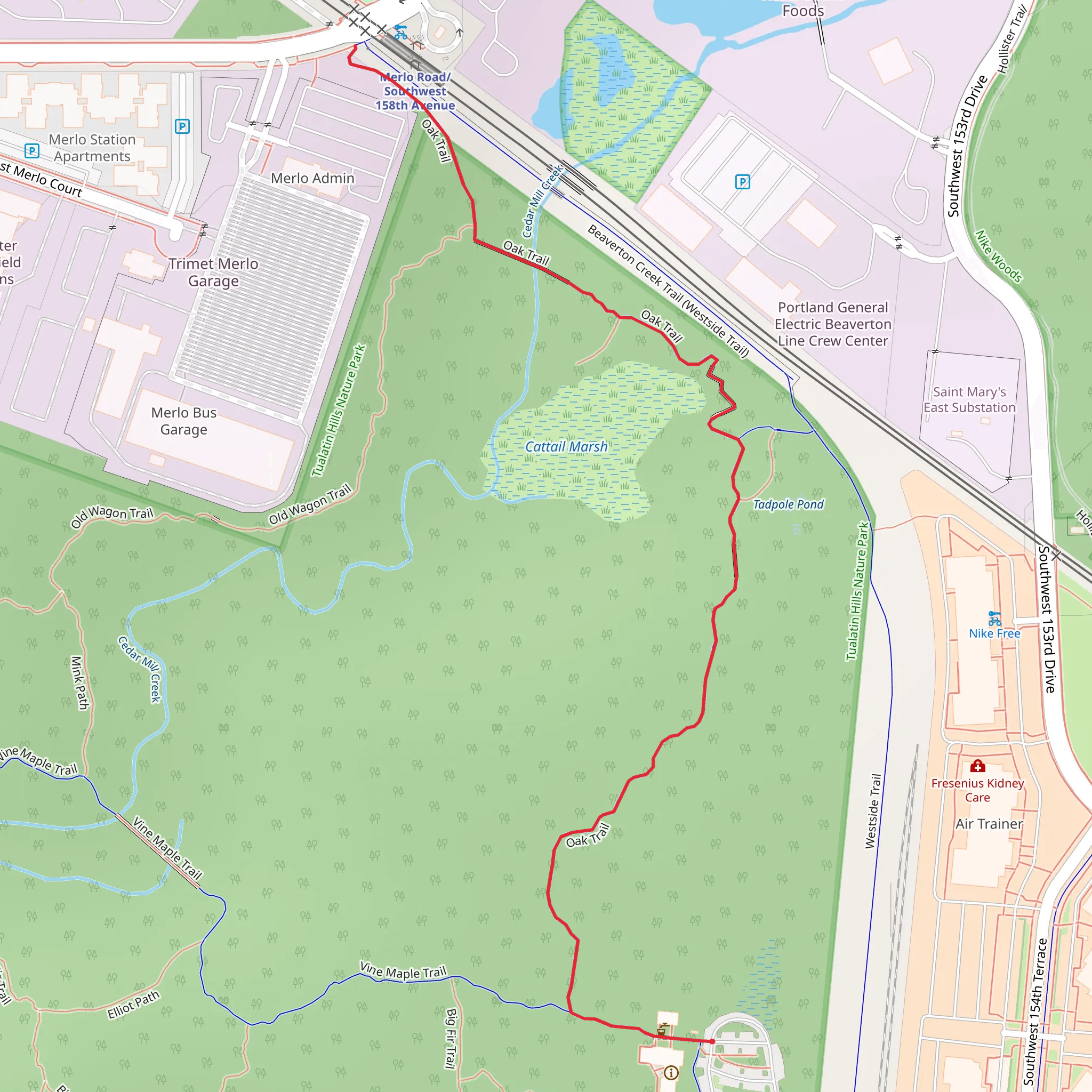 Oak Trail mobile static map