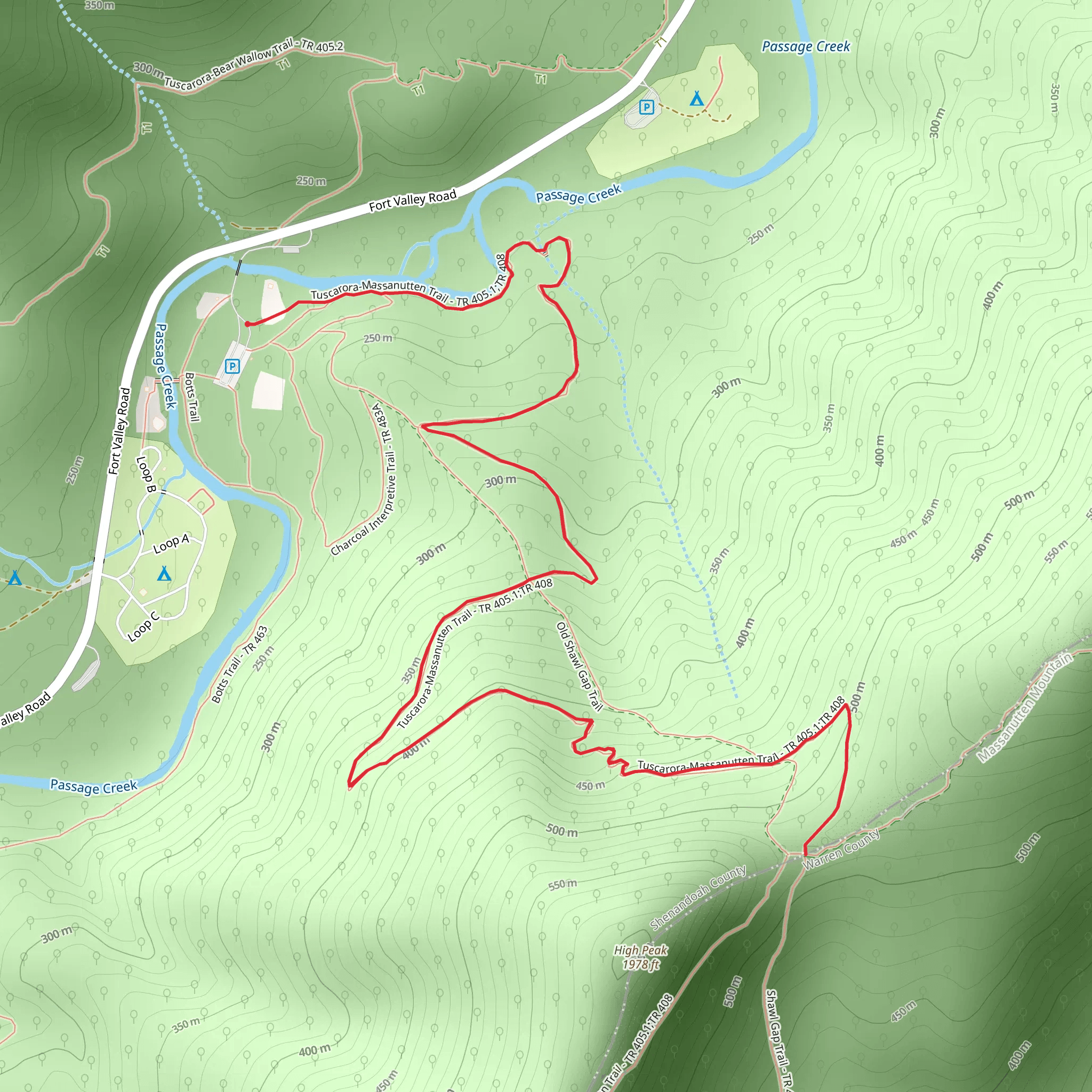 Shawl Gap via Tuscarora Trail mobile static map
