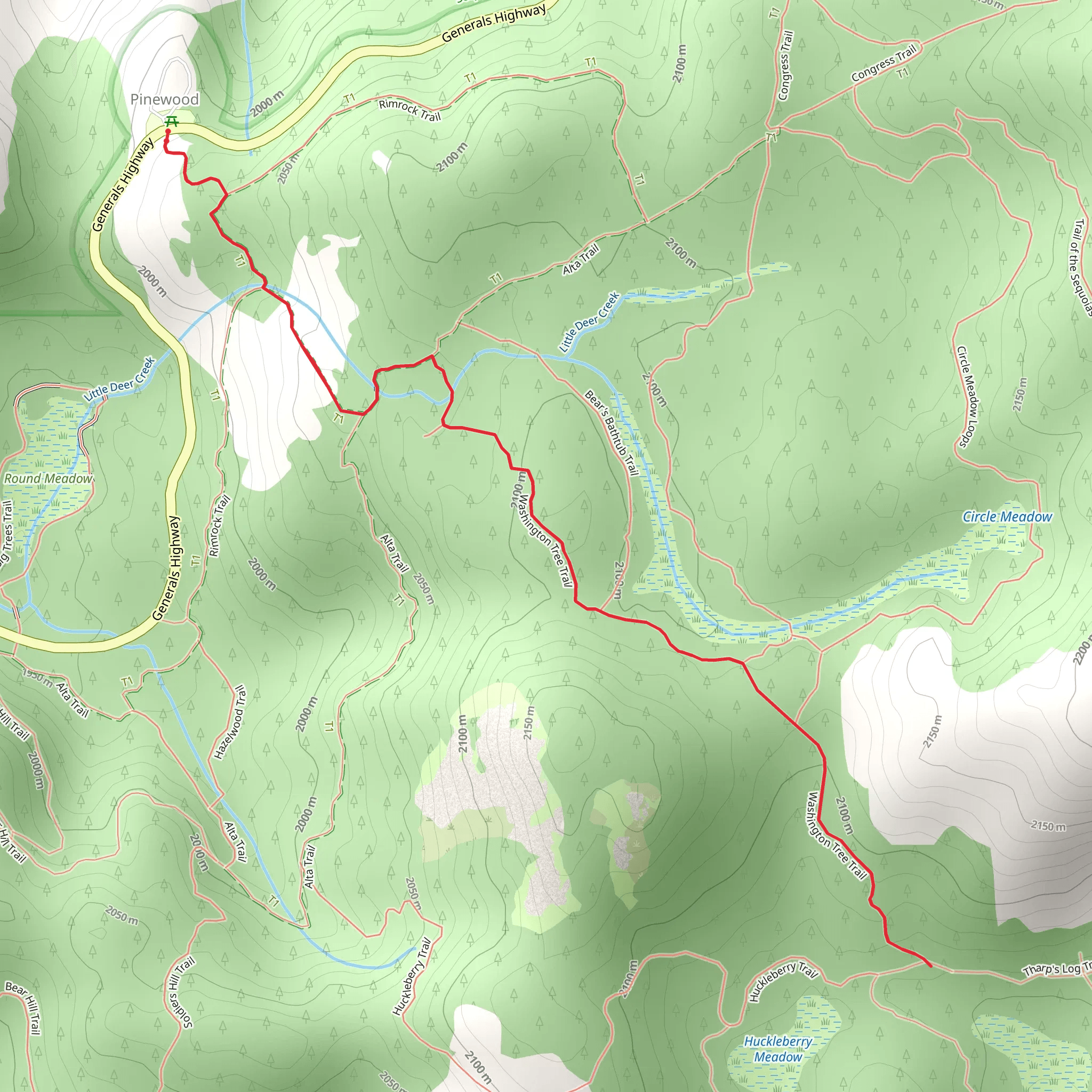Washington Tree Trail mobile static map