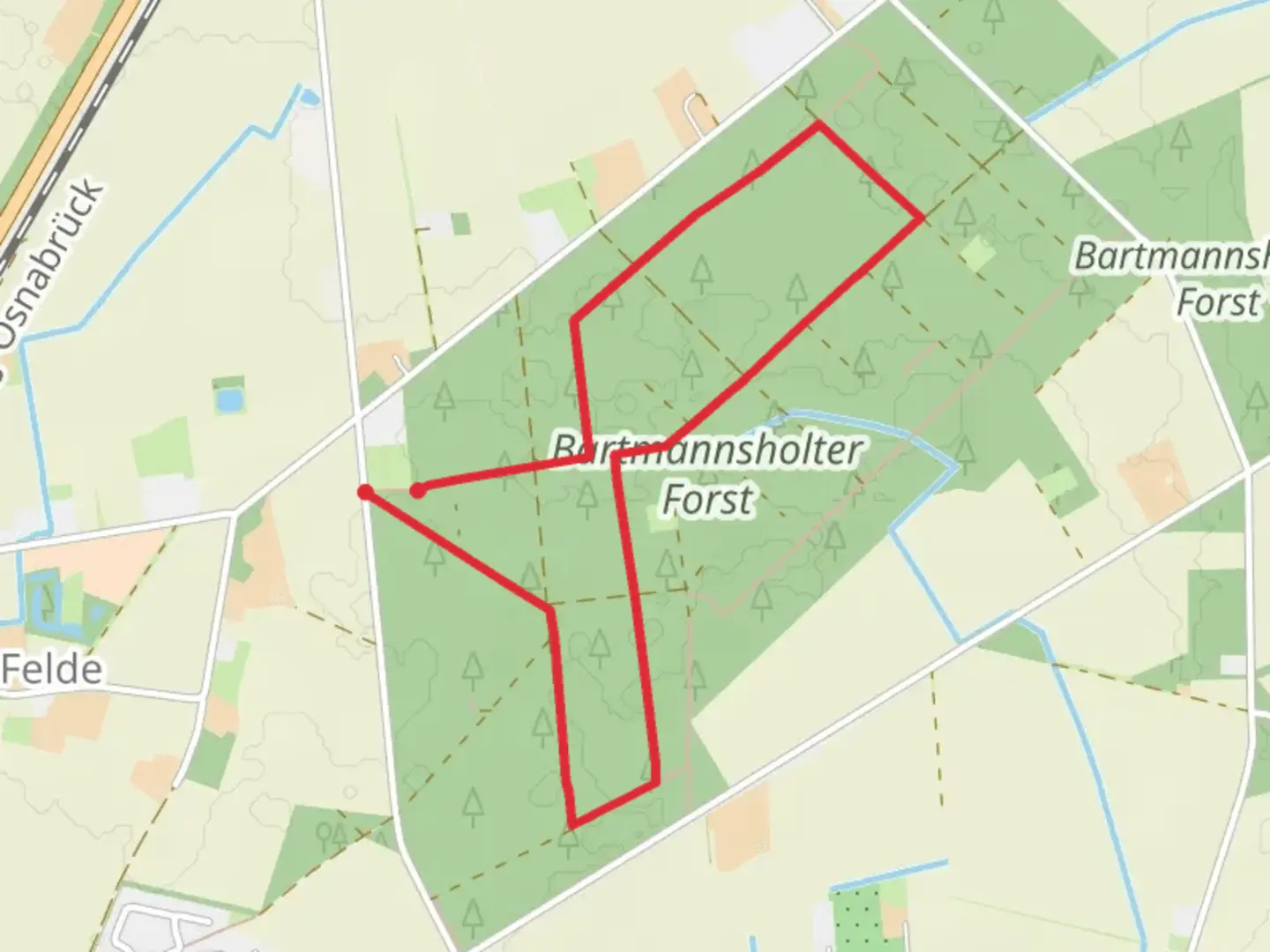 An image depicting the trail Bartmannsholter Forst Loop and its surrounding area.