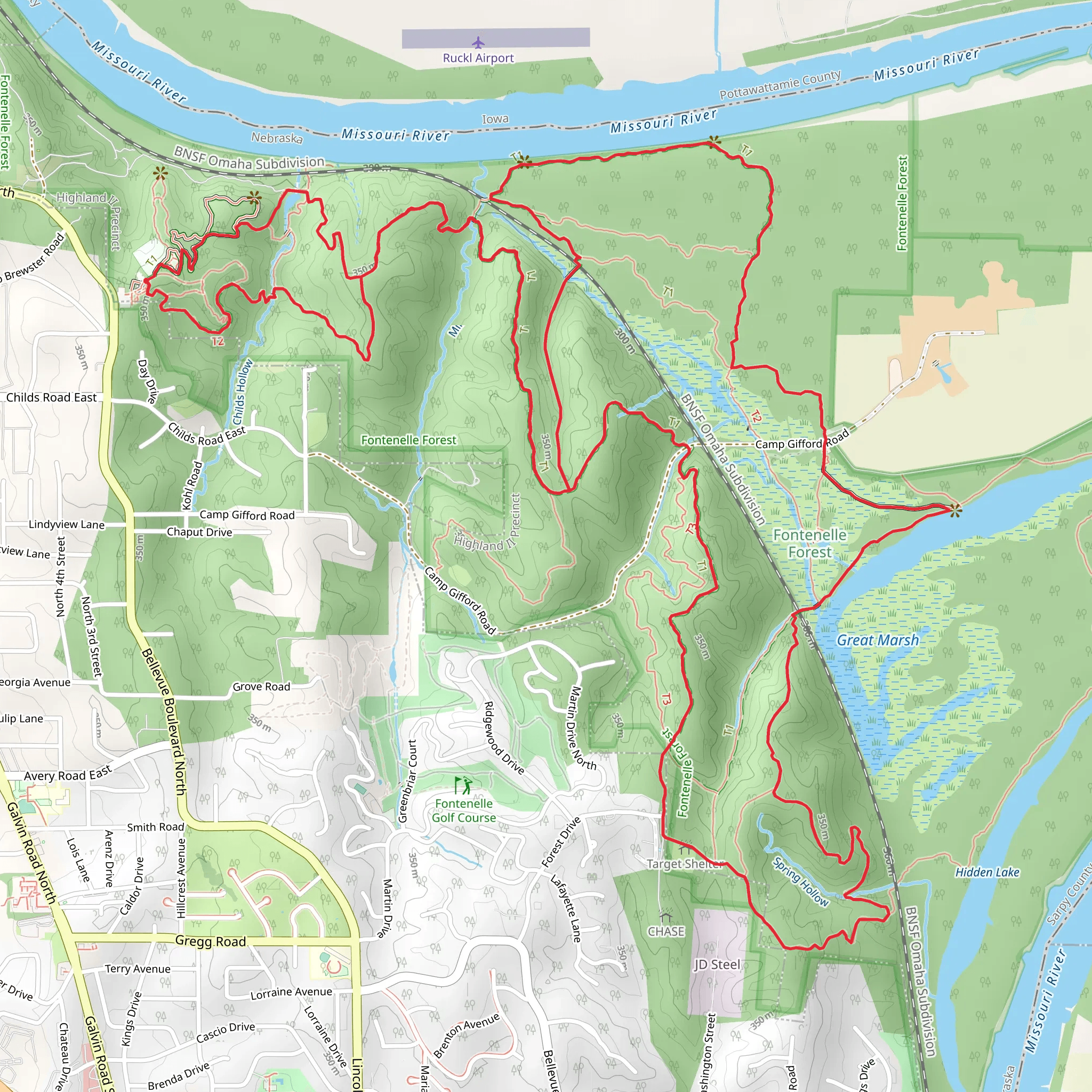 Hackberry Trail, Hawthorn Trail and Oak Trail Loop mobile static map