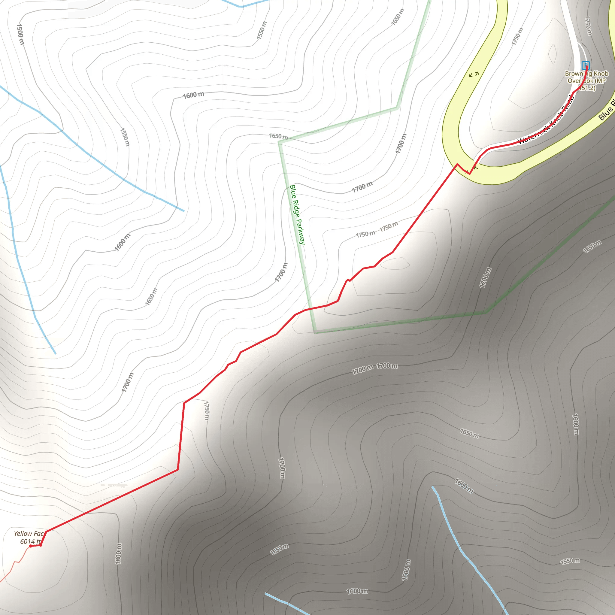 Yellow Face from Waterrock Knob Road mobile static map