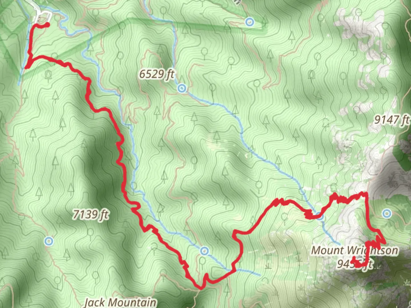 An image depicting the trail Mount Wrightson, Josephine Saddle via Old Baldy Trail and its surrounding area.