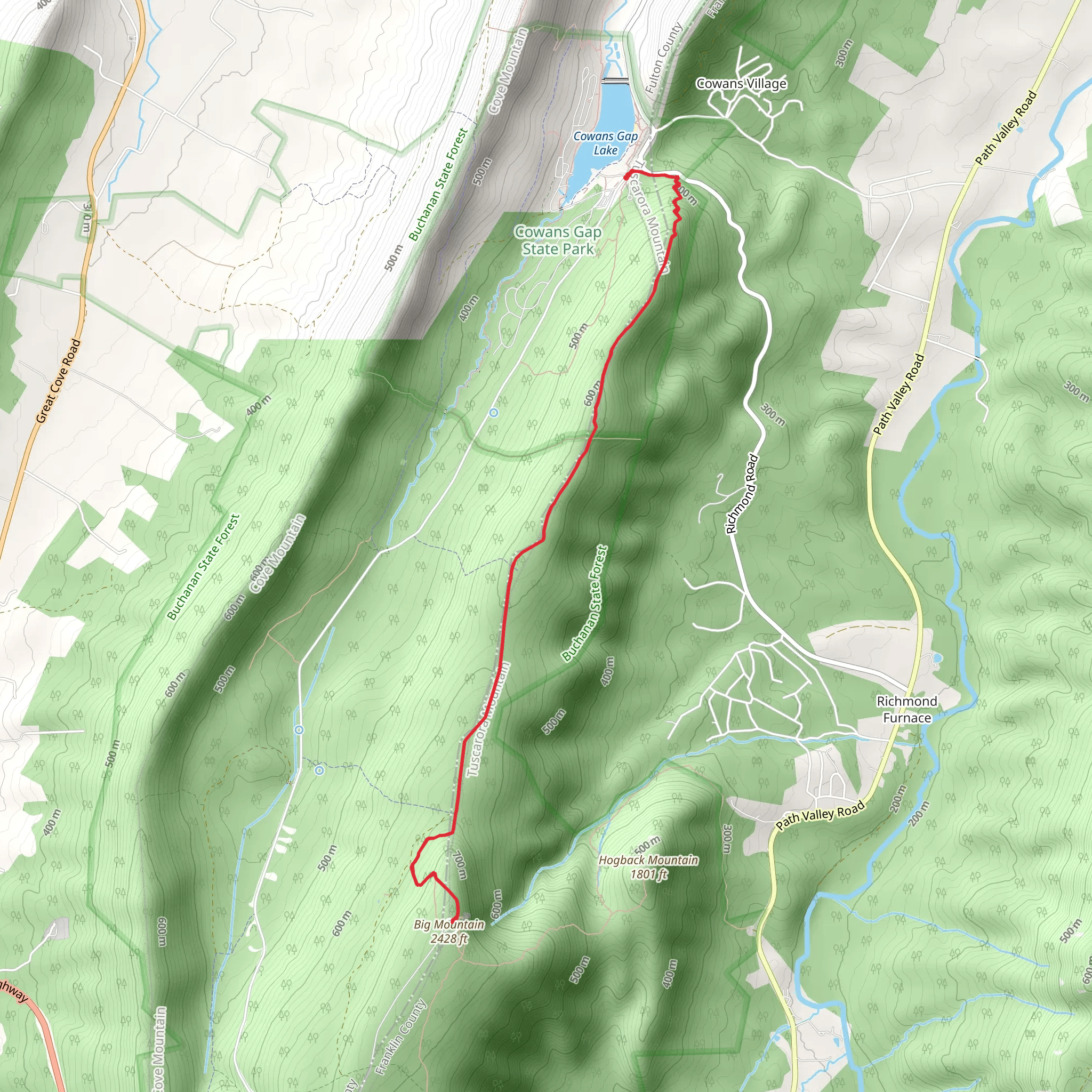 South Branch Little Aughwick Creek and Cowans Gap Lake mobile static map