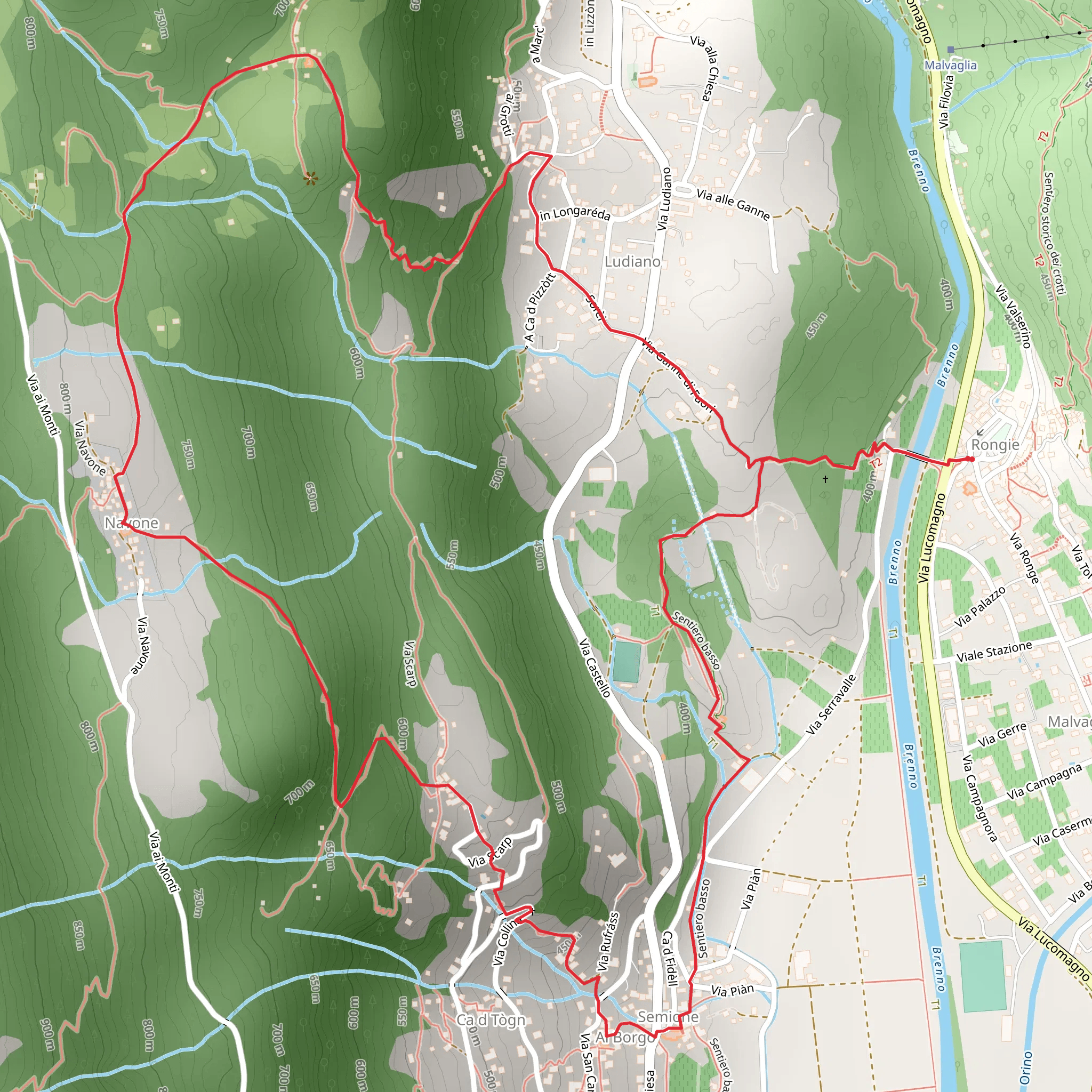 Giro del Castello di Serravalle mobile static map