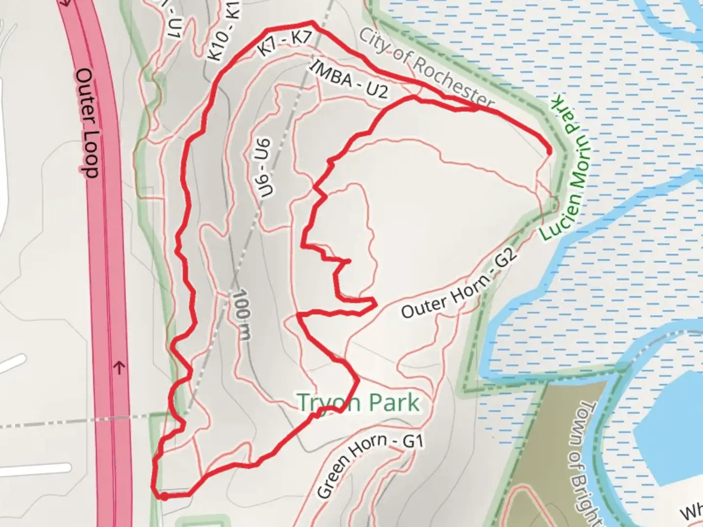 An image depicting the trail Roller Coaster Loop Trail and its surrounding area.