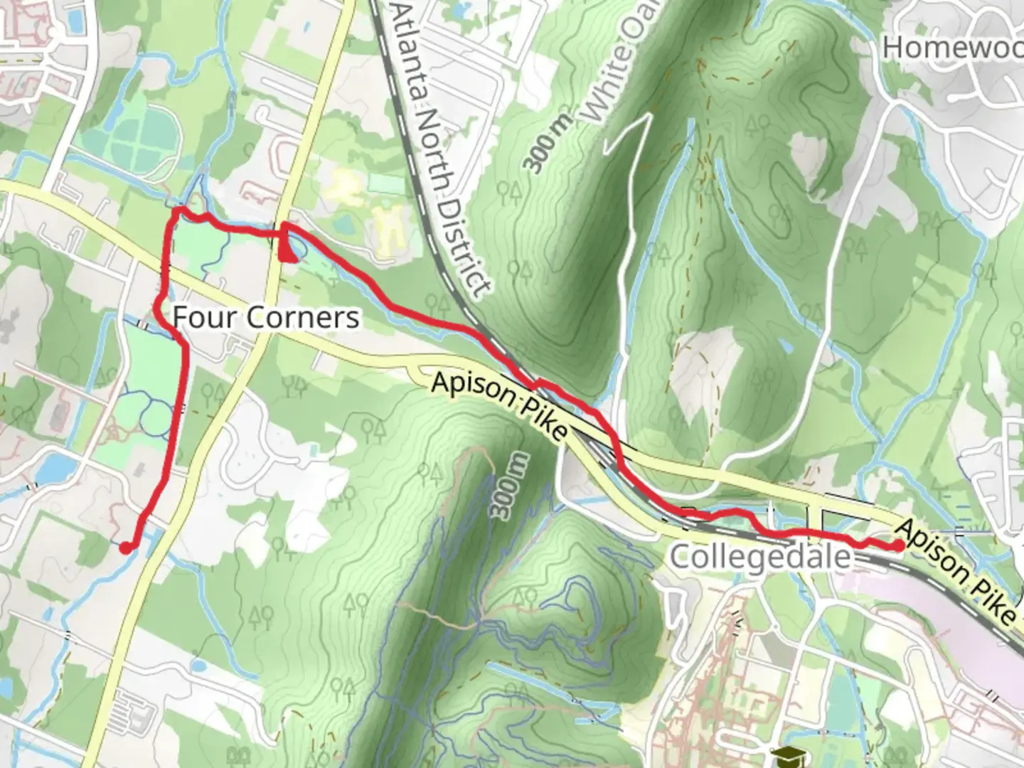 An image depicting the trail Wolftever Greenway Short and its surrounding area.