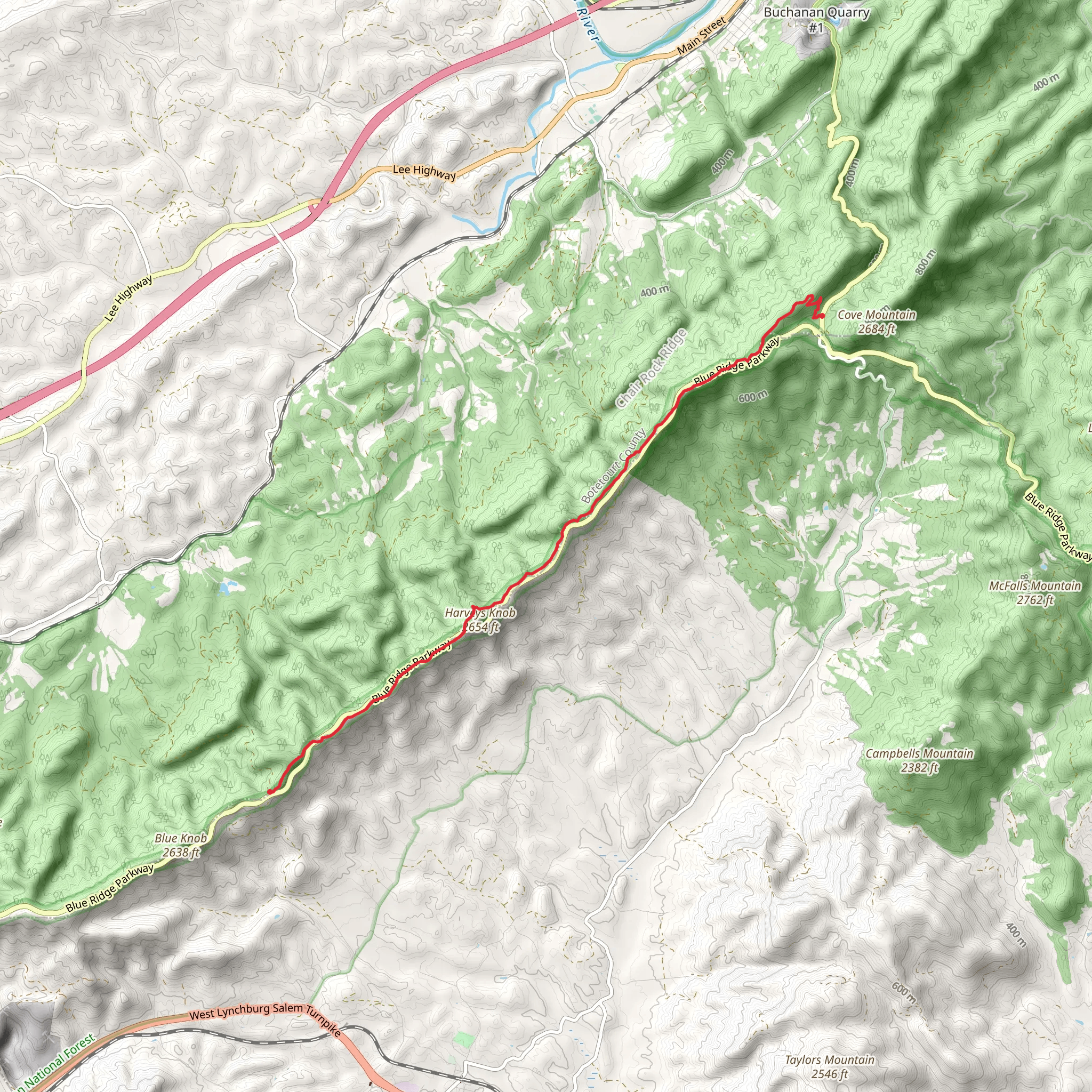 Blue Ridge Parkway - Appalachian Trail mobile static map